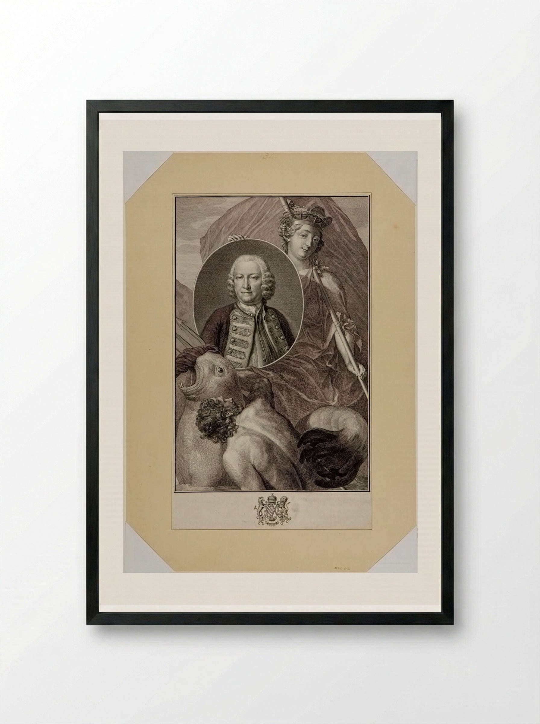 Admiral Lord George Anson - Jacobus Houbraken - Framed Print Black