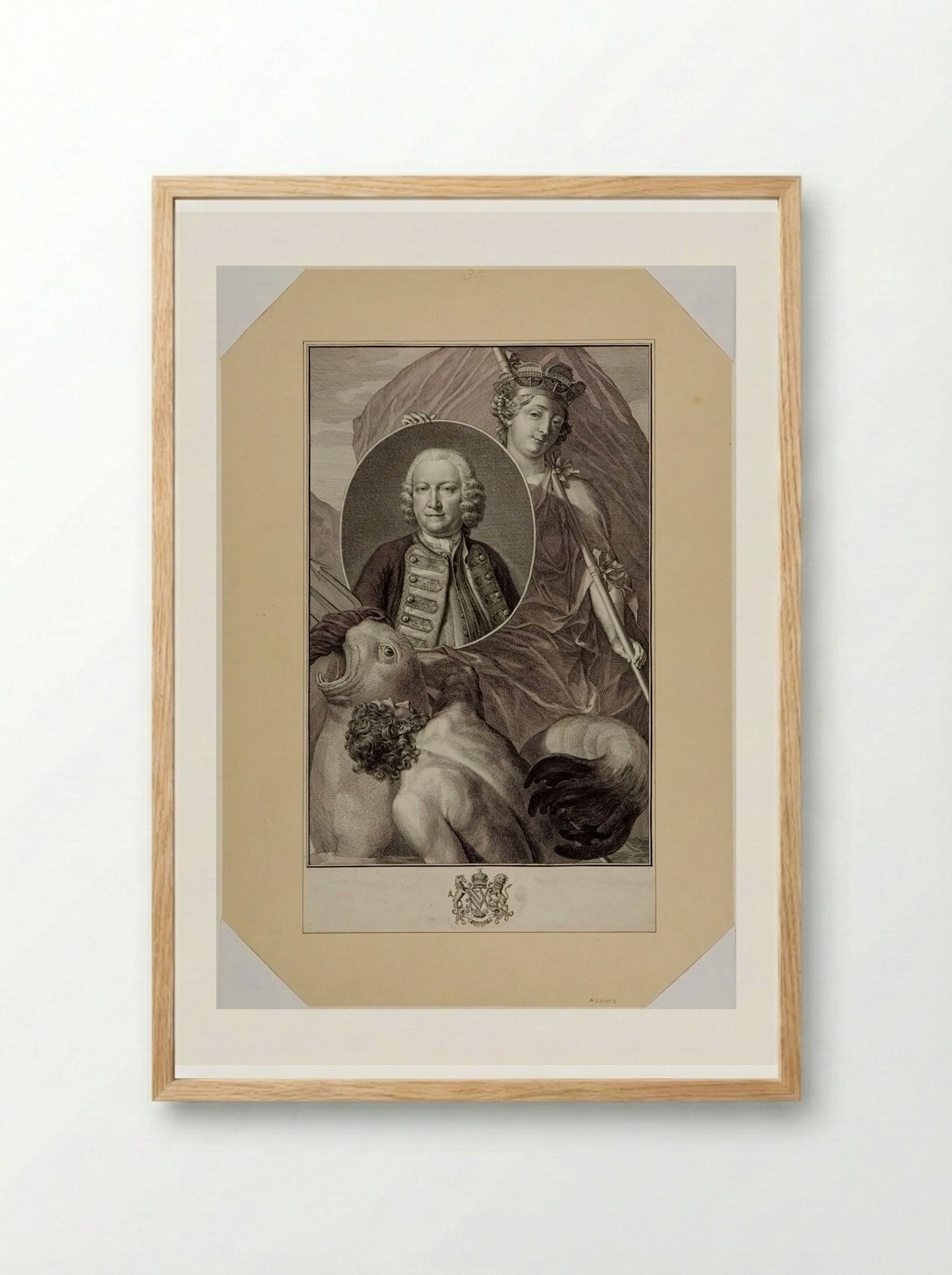 Admiral Lord George Anson - Jacobus Houbraken - Framed Print Wood