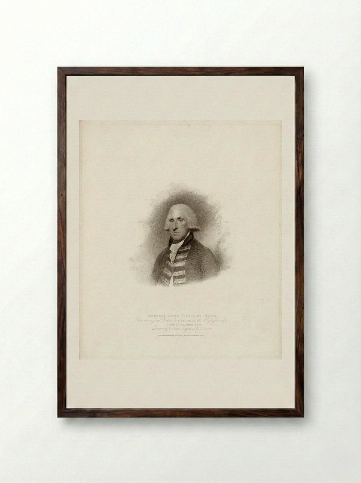 Admiral Lord Viscount Hood - Charles Picart - Framed Print Dark Wood
