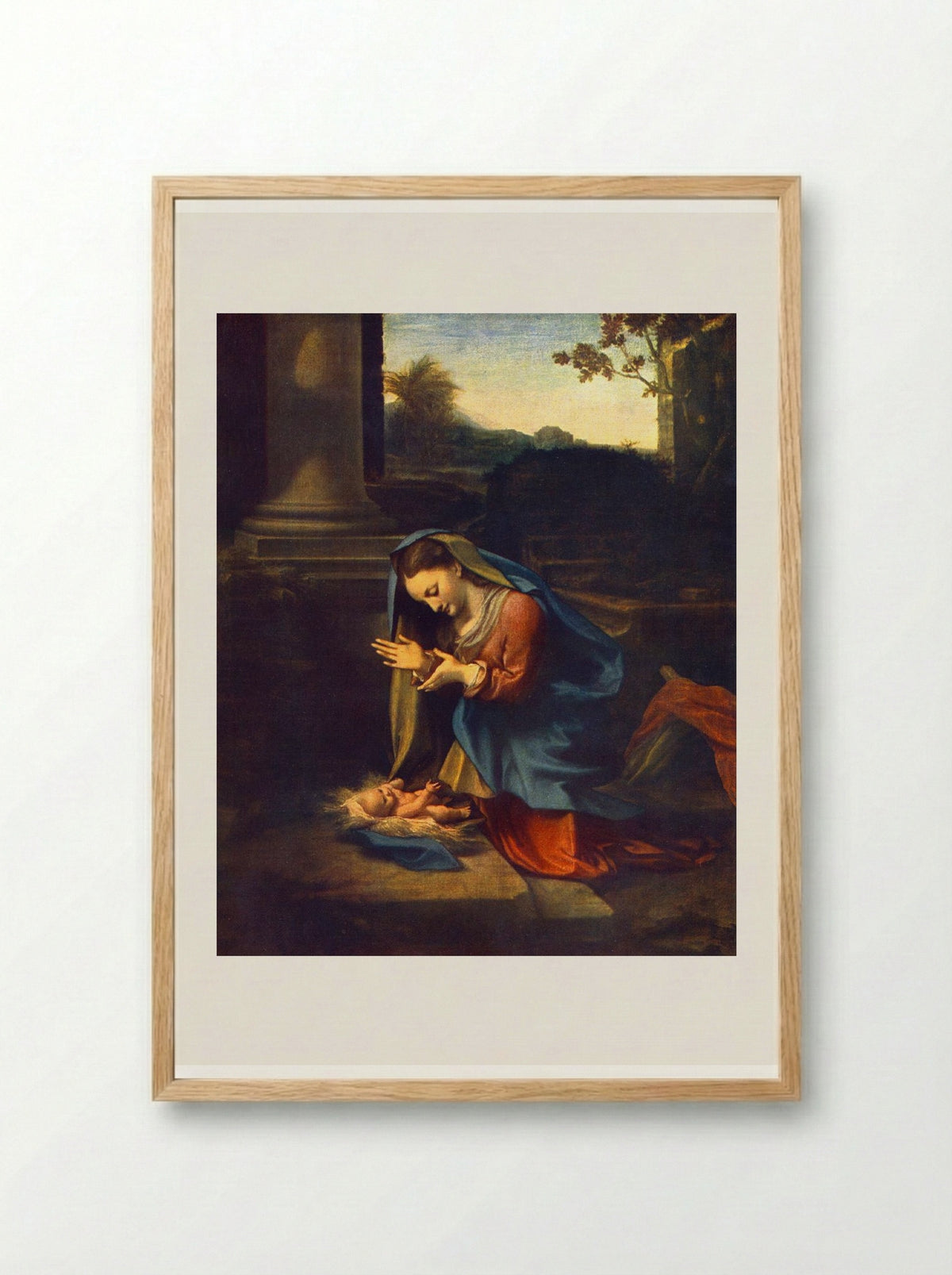 Adoration of the Child - Correggio - Framed Print Wood