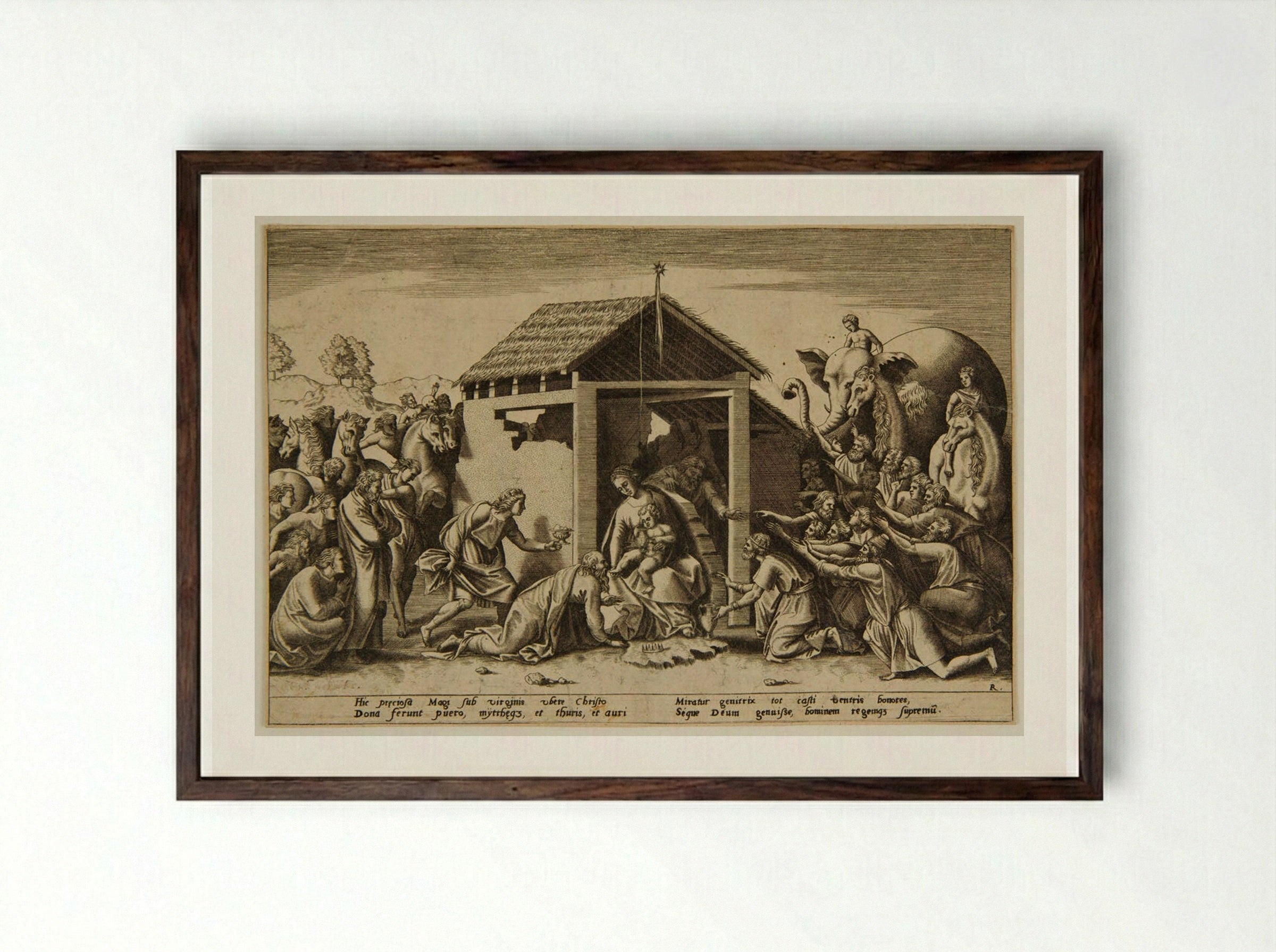 Adoration of the Kings - Hieronymus Cock - Framed Print Dark Wood