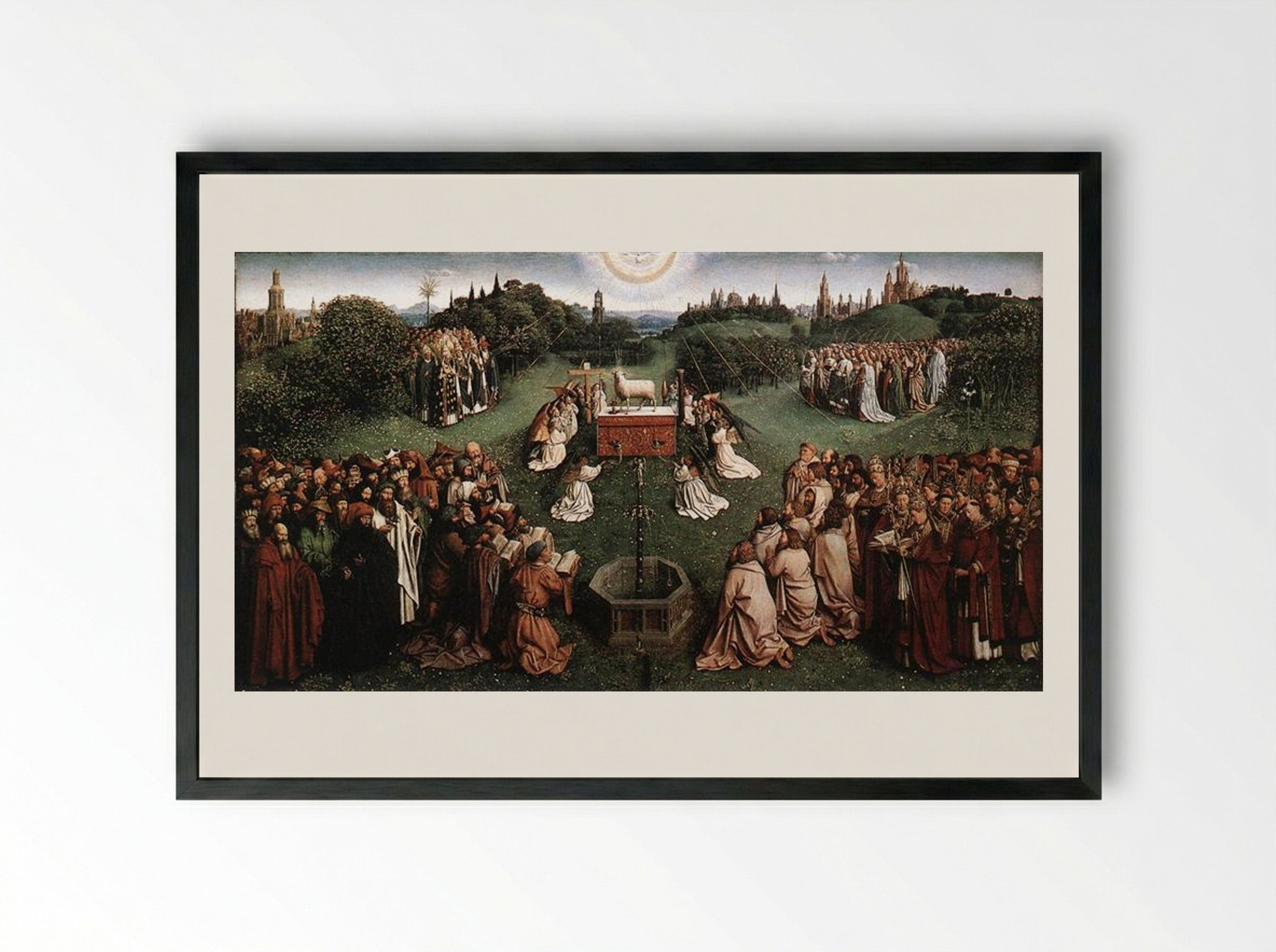 Adoration of the Lamb - Jan van Eyck - Framed Print Black