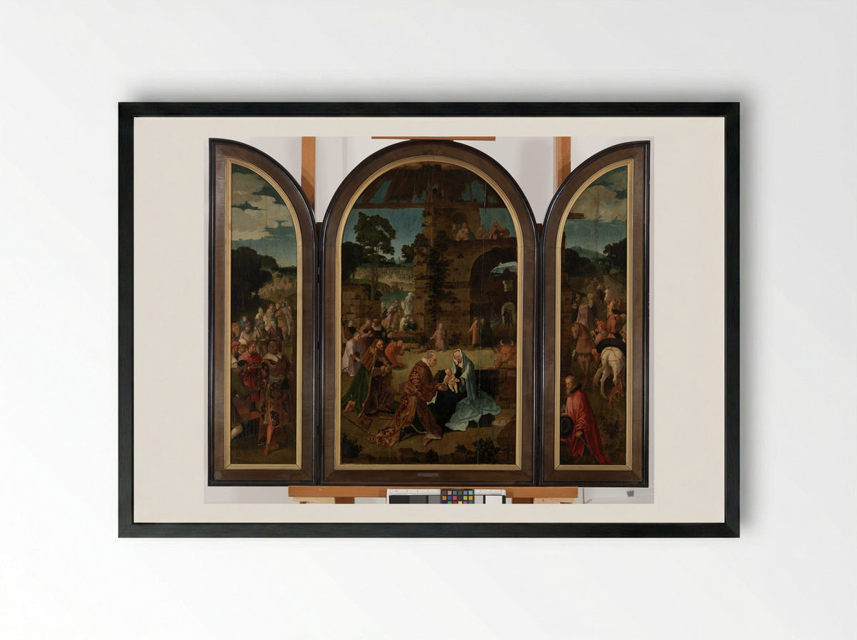 Adoration of the Magi - Lucas van Leyden - Framed Print Black