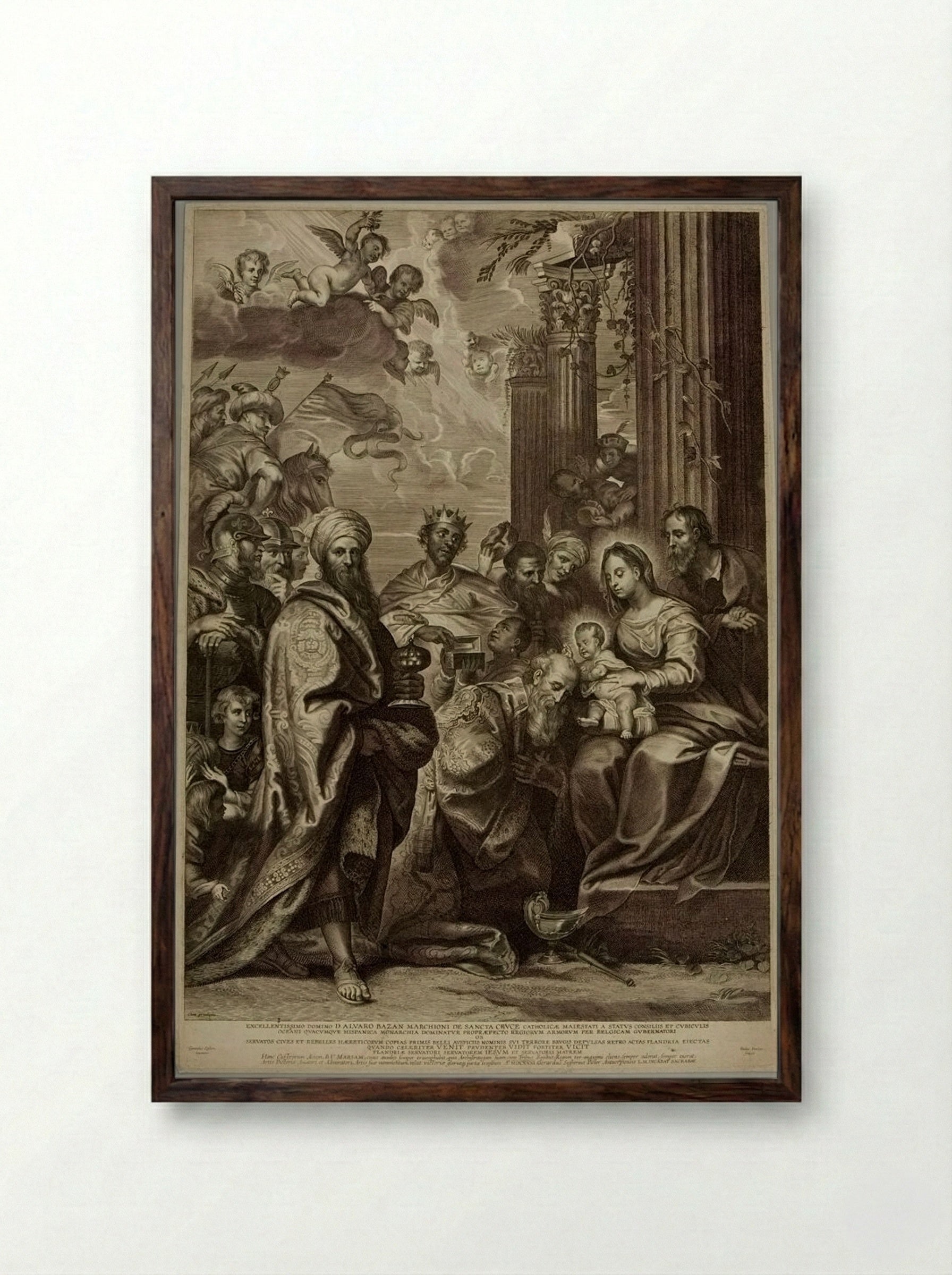 Adoration of the Magi - Paulus Pontius - Framed Print Dark Wood