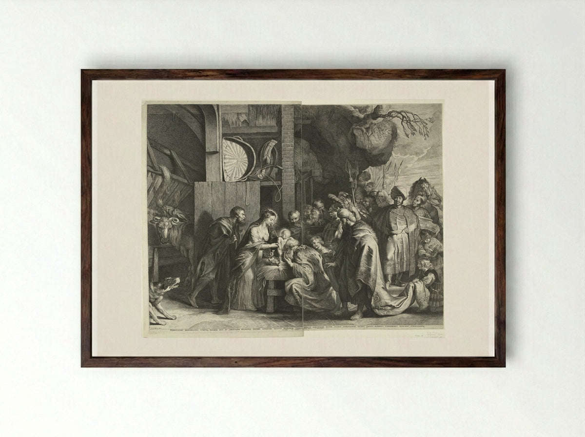 Adoration of the Magi - Lucas Vorsterman I - Framed Print Dark Wood