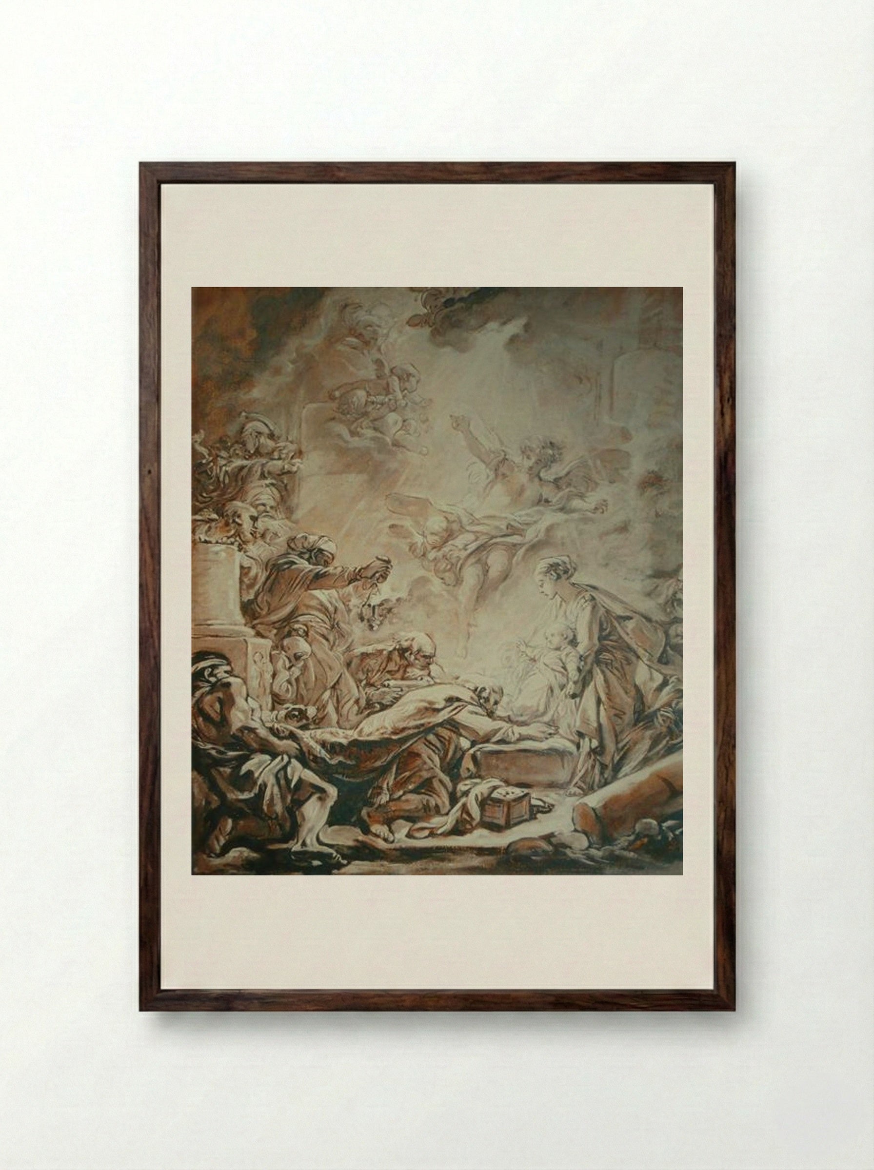 Adoration of the Magi - Francois Boucher - Framed Print Dark Wood