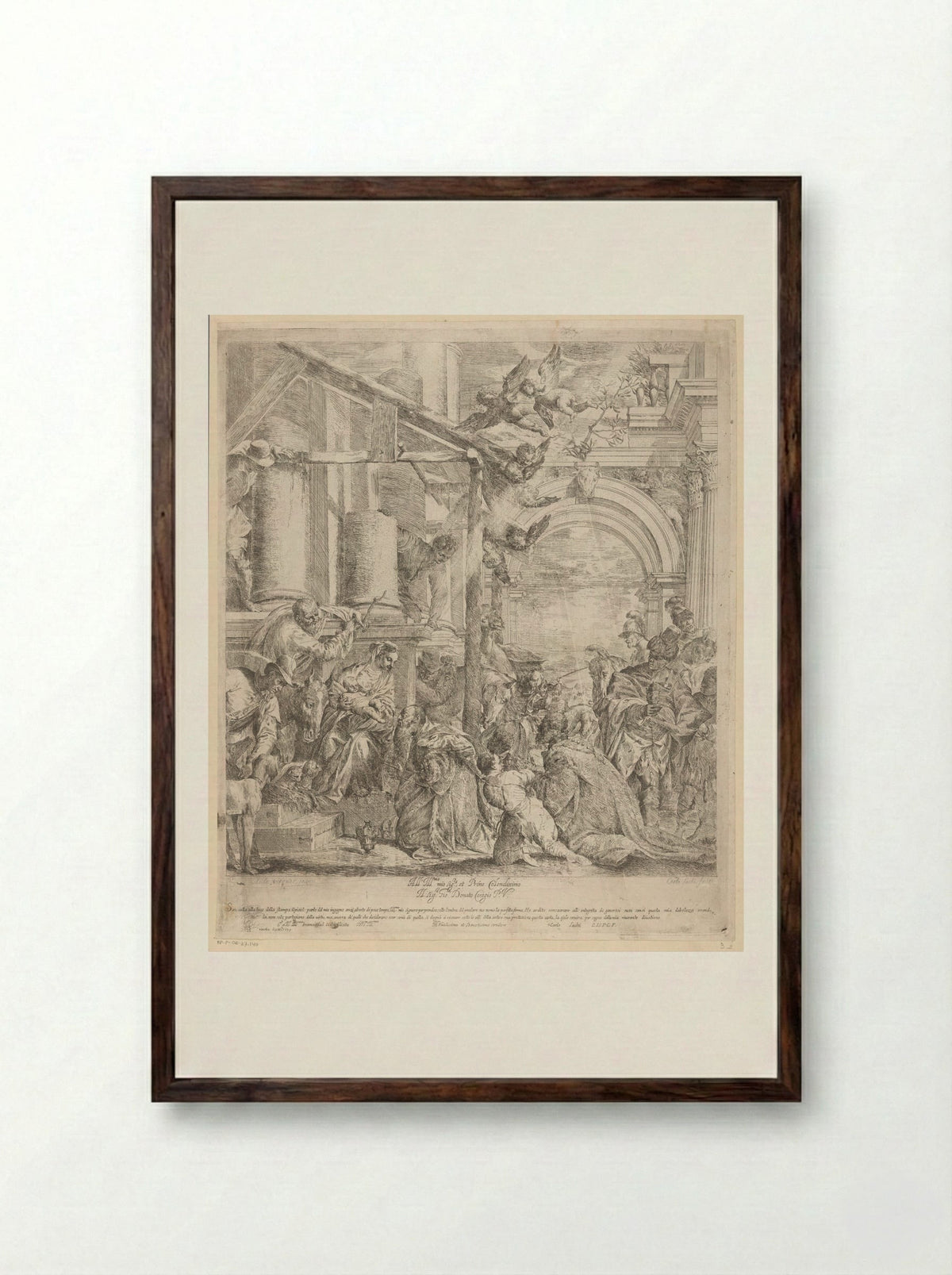 Adoration of the Magi - Carlo Sacchi - Framed Print Dark Wood