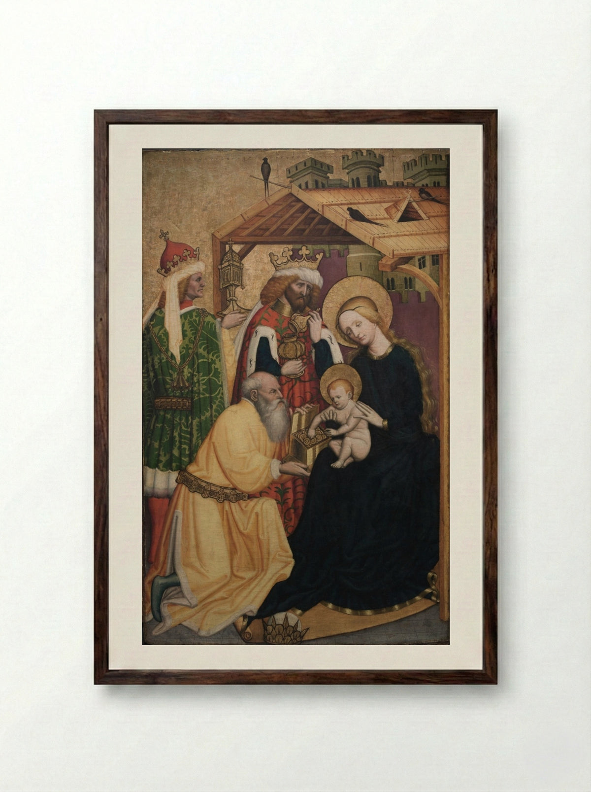 Adoration of the Magi - Konrad Laib - Framed Print Dark Wood
