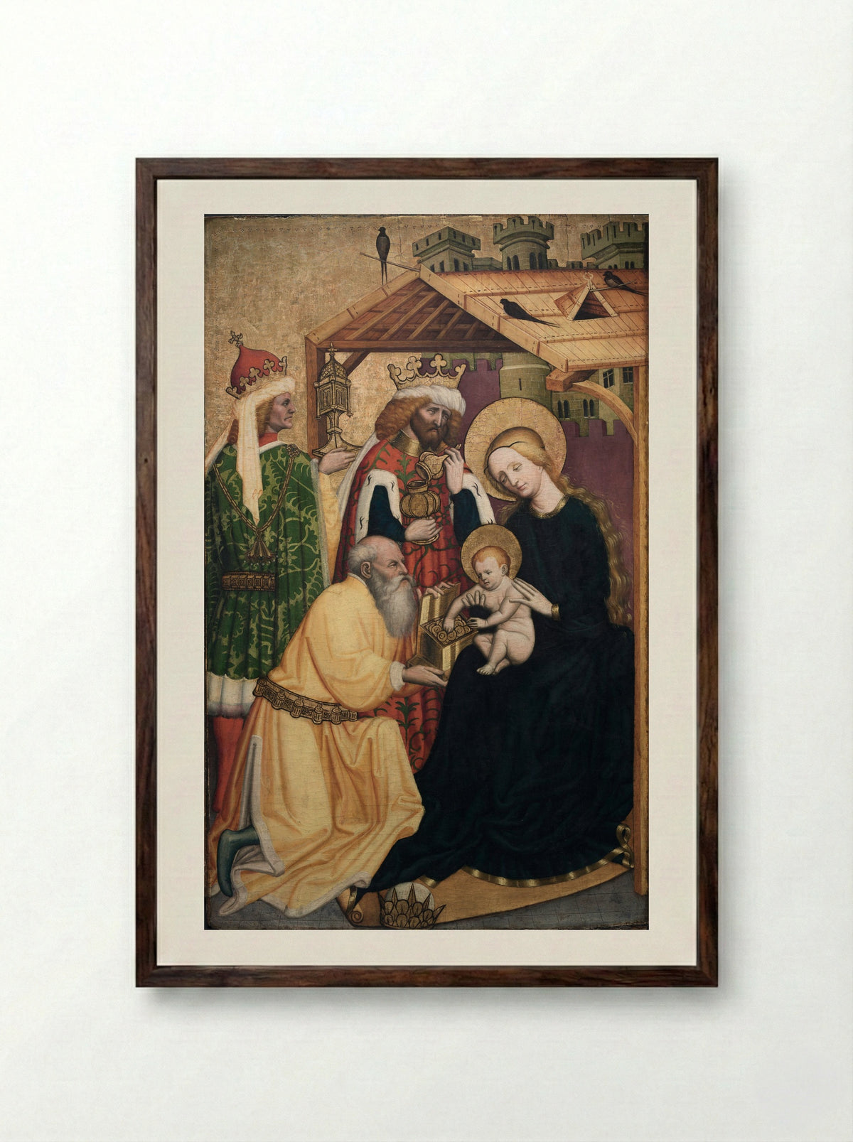 Adoration of the Magi - Konrad Laib - Framed Print Dark Wood