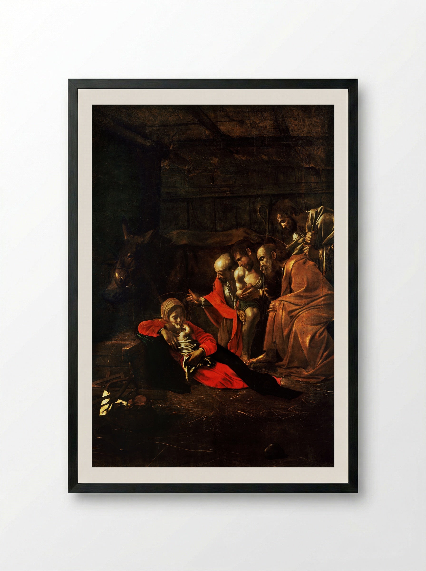 Adoration of the Shepherds - Caravaggio - Framed Print Black