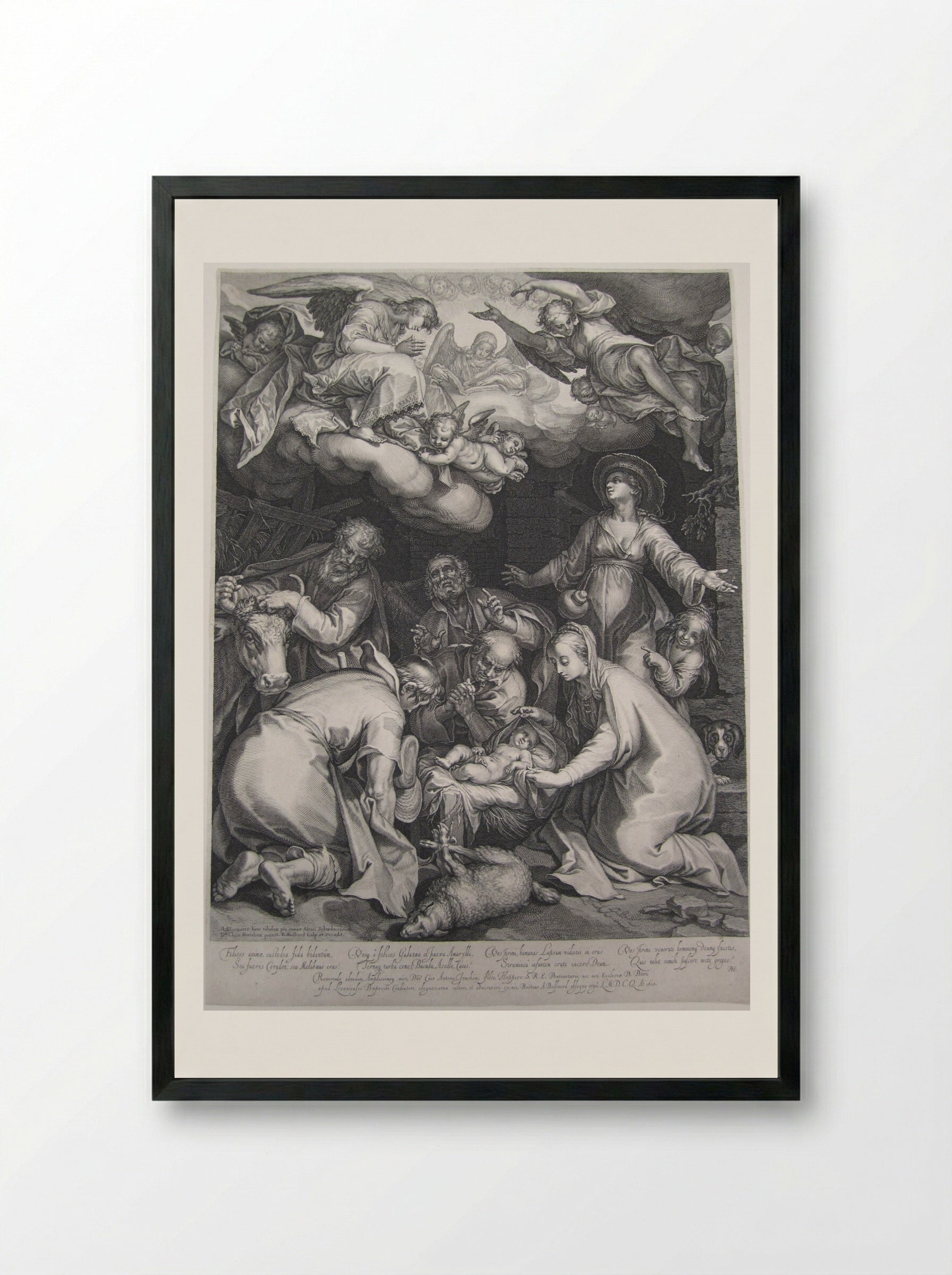 Adoration of the Shepherds - Boetius Adamsz. Bolswert - Framed Print Black