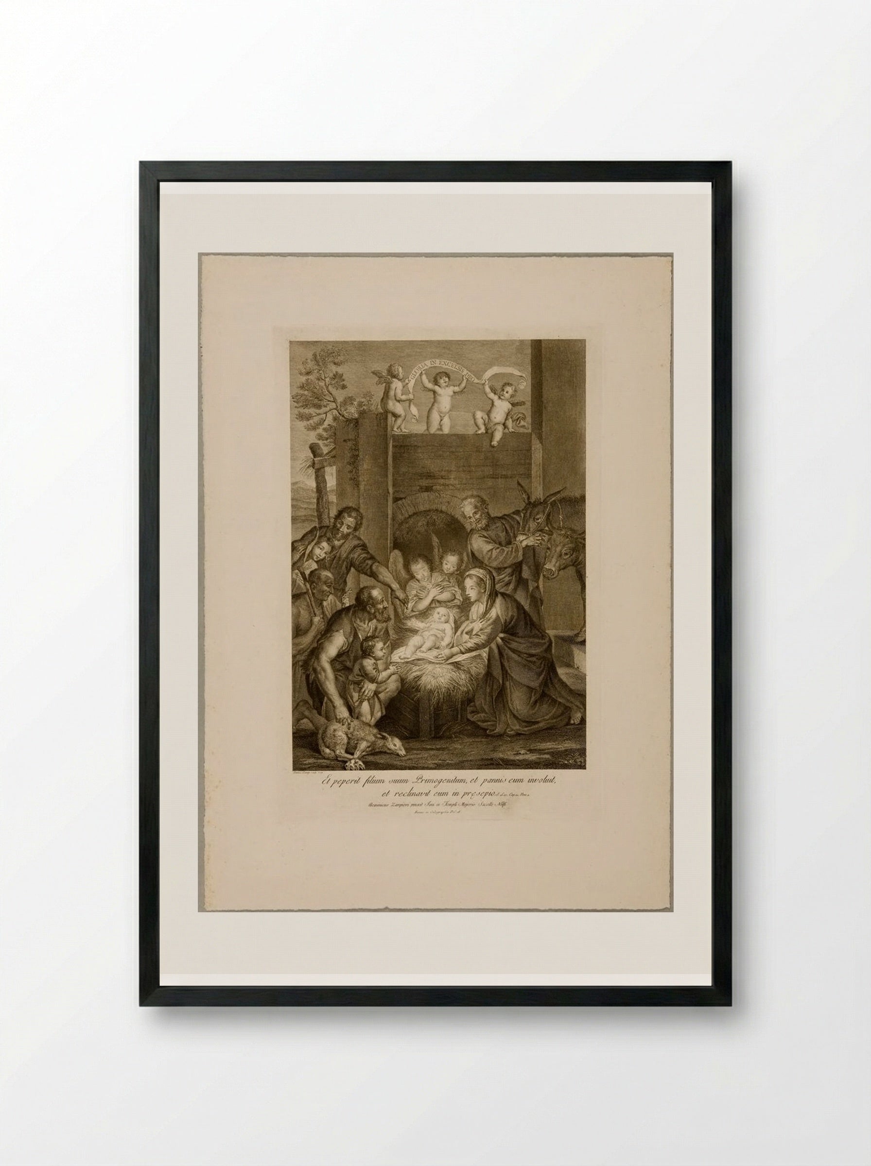Adoration of the Shepherds - Domenico Cunego - Framed Print Black