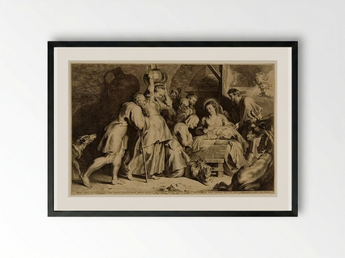 Adoration of the Shepherds - Lucas Vorsterman I - Framed Print Black