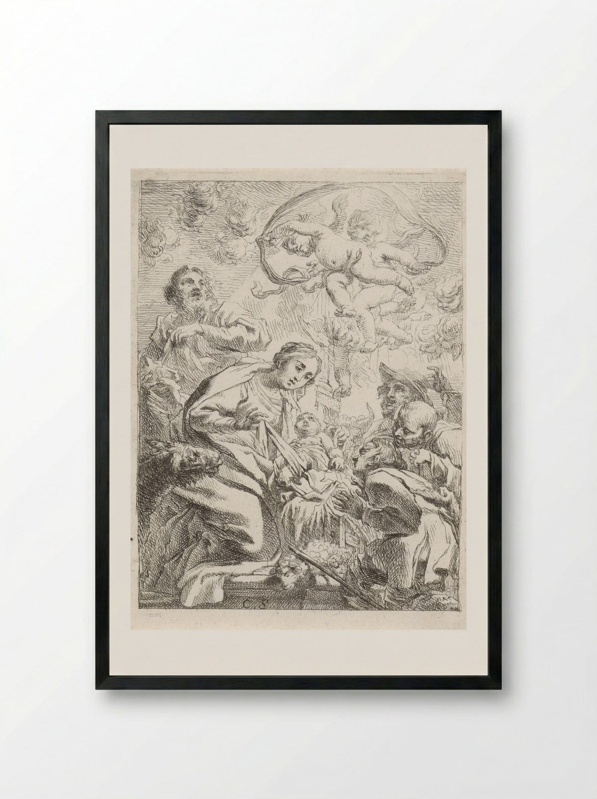 Adoration of the Shepherds - Cornelis Schut (I) - Framed Print Black
