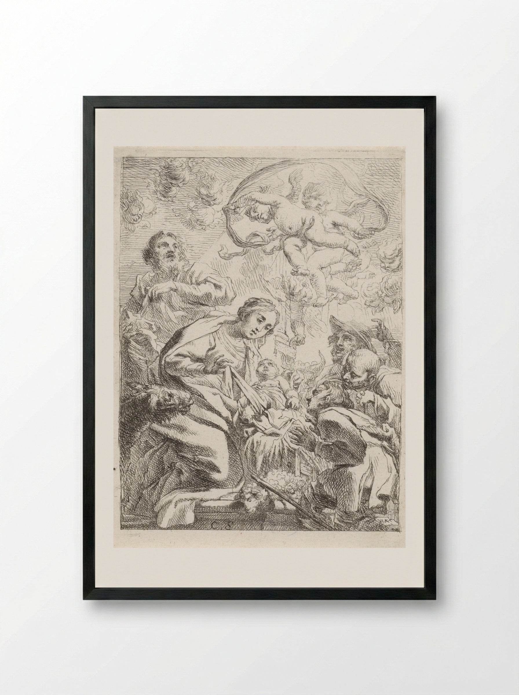 Adoration of the Shepherds - Cornelis Schut (I) - Framed Print Black