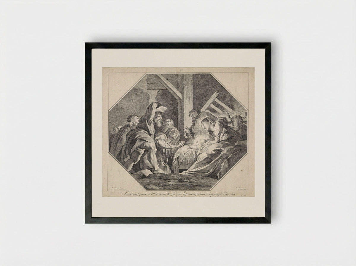 Adoration of the Shepherds - Jan Punt - Framed Print Black