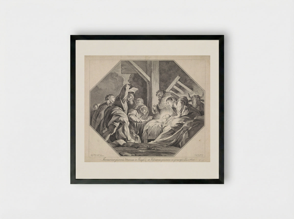 Adoration of the Shepherds - Jan Punt - Framed Print Black