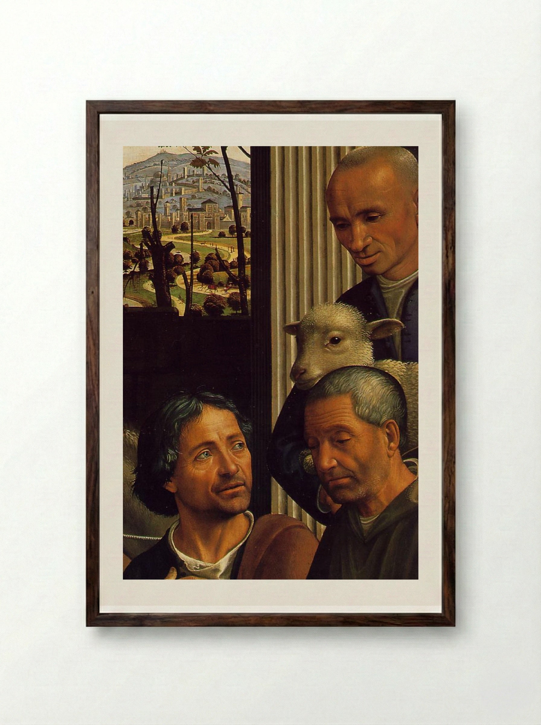 Adoration of the Shepherds - Domenico Ghirlandaio - Framed Print Dark Wood