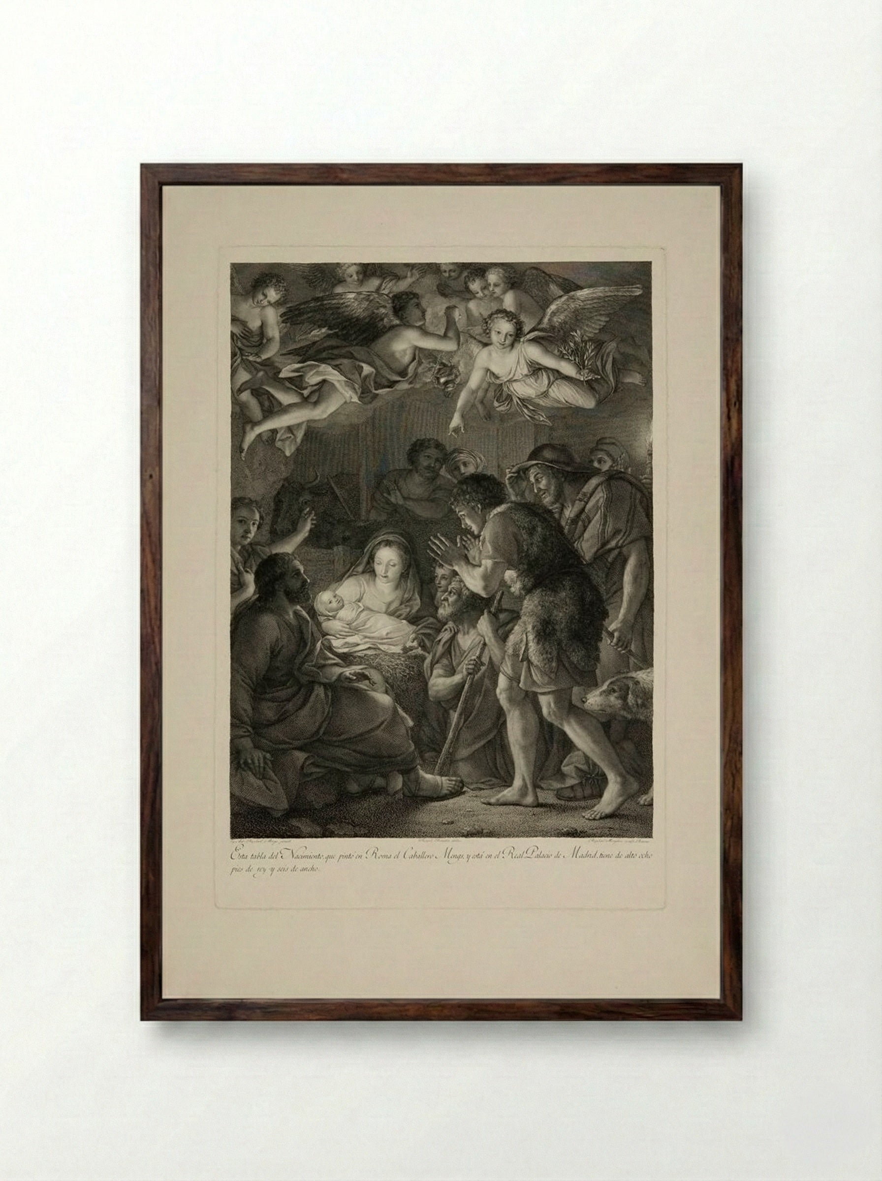 Adoration of the Shepherds - Raphael Morghen - Framed Print Dark Wood
