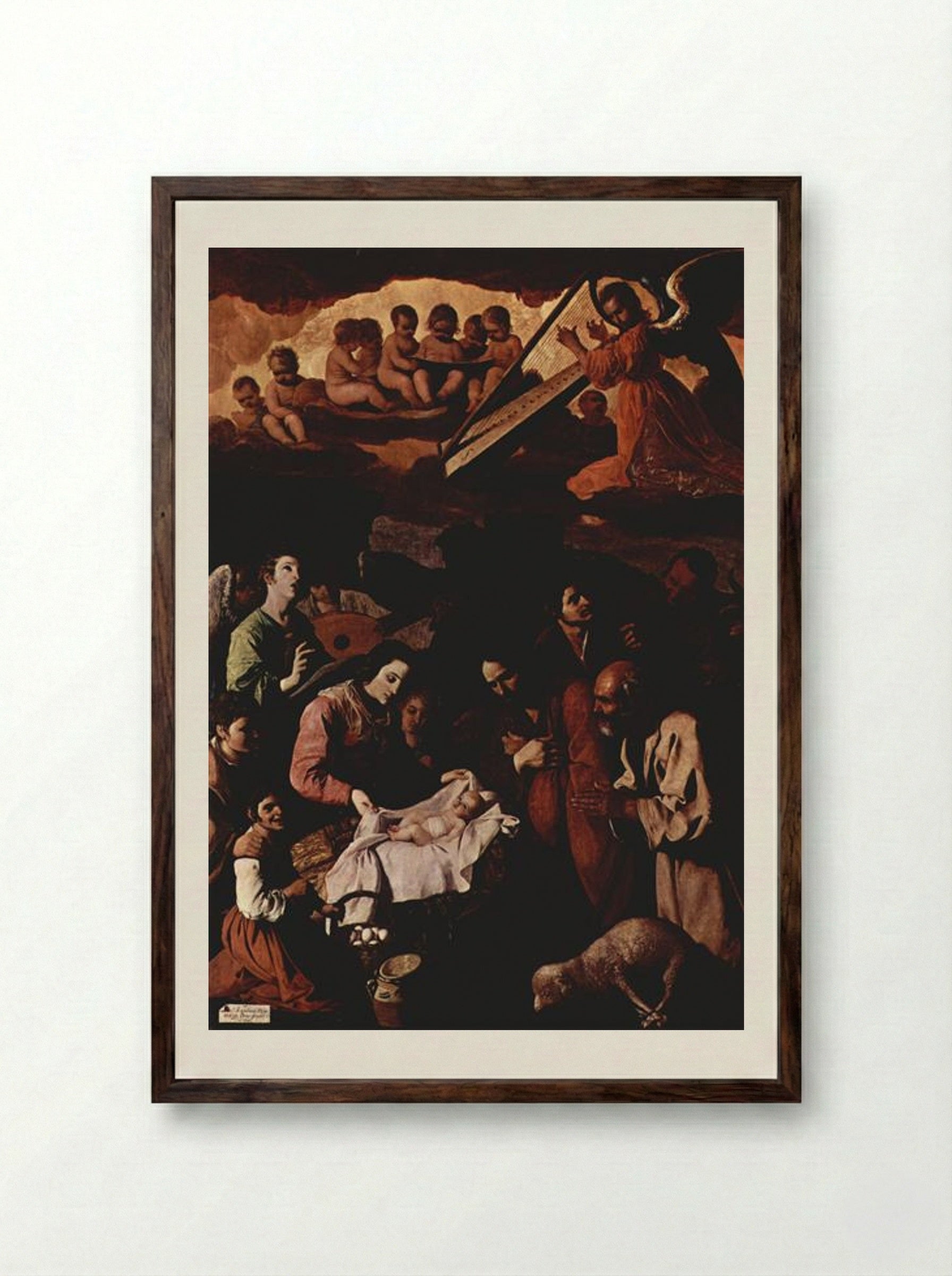 Adoration of the Shepherds - Francisco de Zurbarán - Framed Print Dark Wood