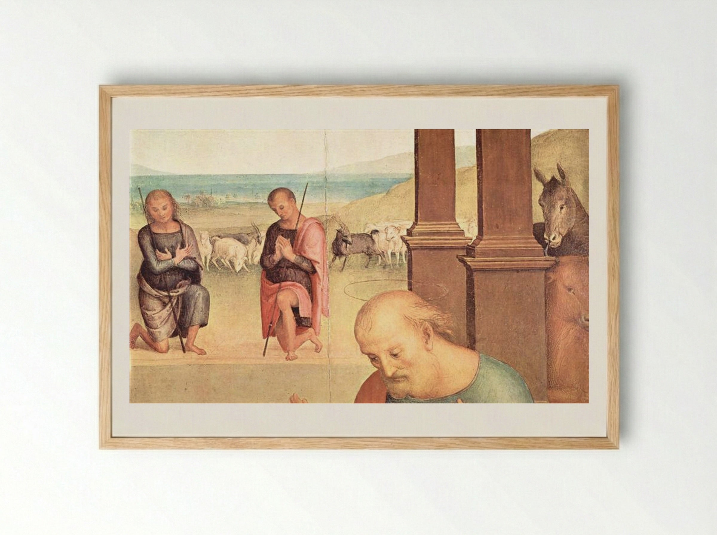 Adoration of the Shepherds - Pietro Perugino - Framed Print Wood