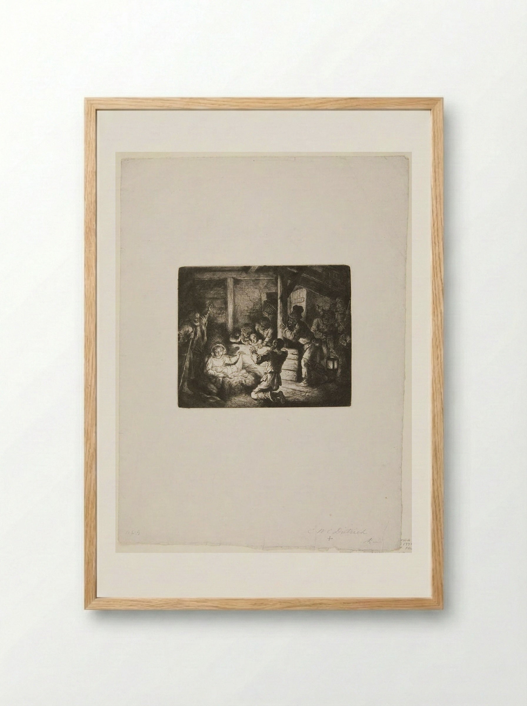 Adoration of the Shepherds - Christian Wilhelm Ernst Dietrich - Framed Print Wood
