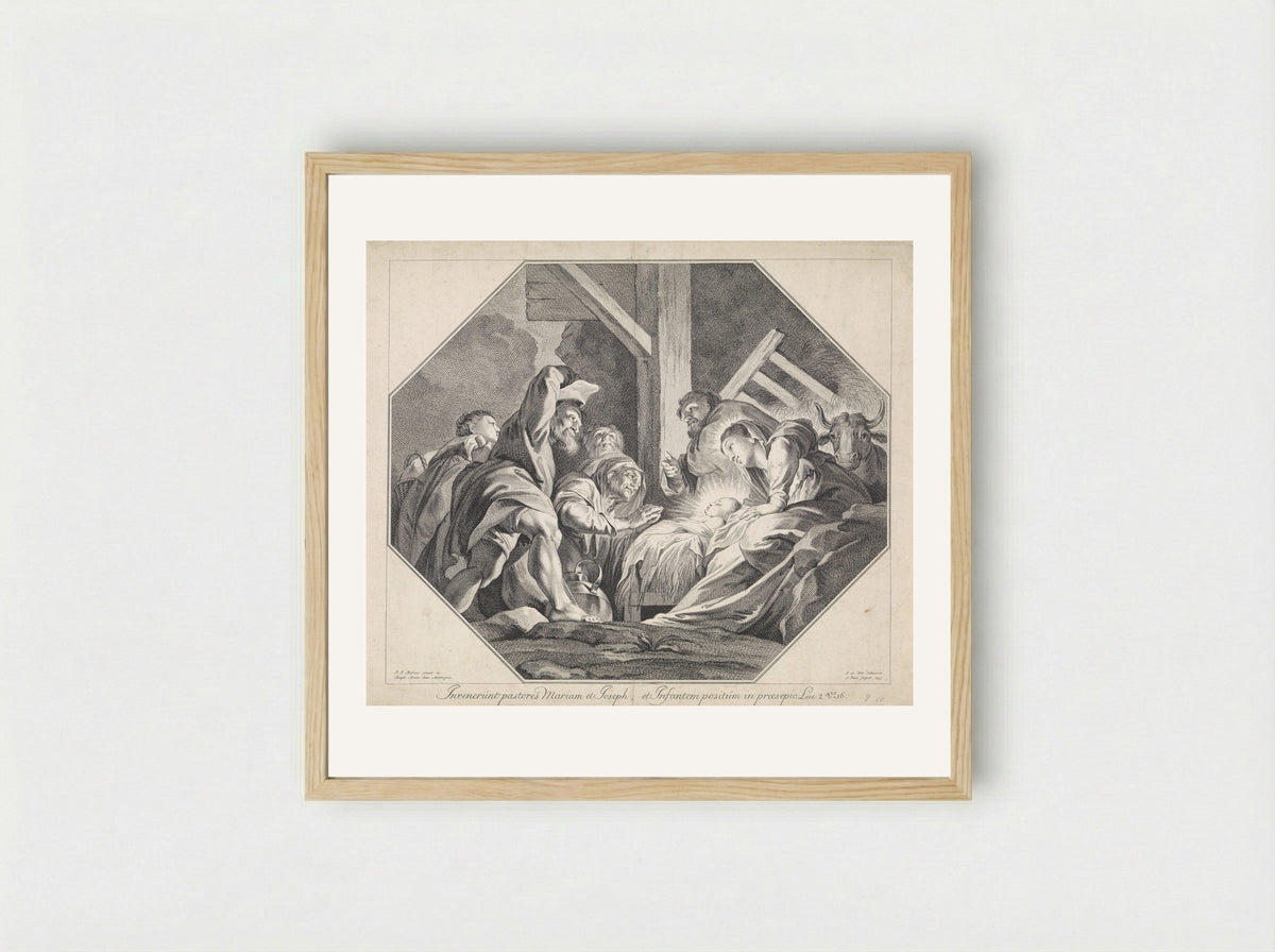 Adoration of the Shepherds - Jan Punt - Framed Print Wood