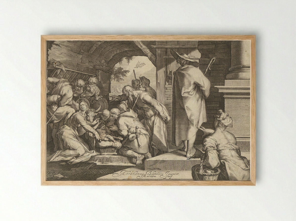 Adoration of the Shepherds - Jacob Matham - Framed Print Wood