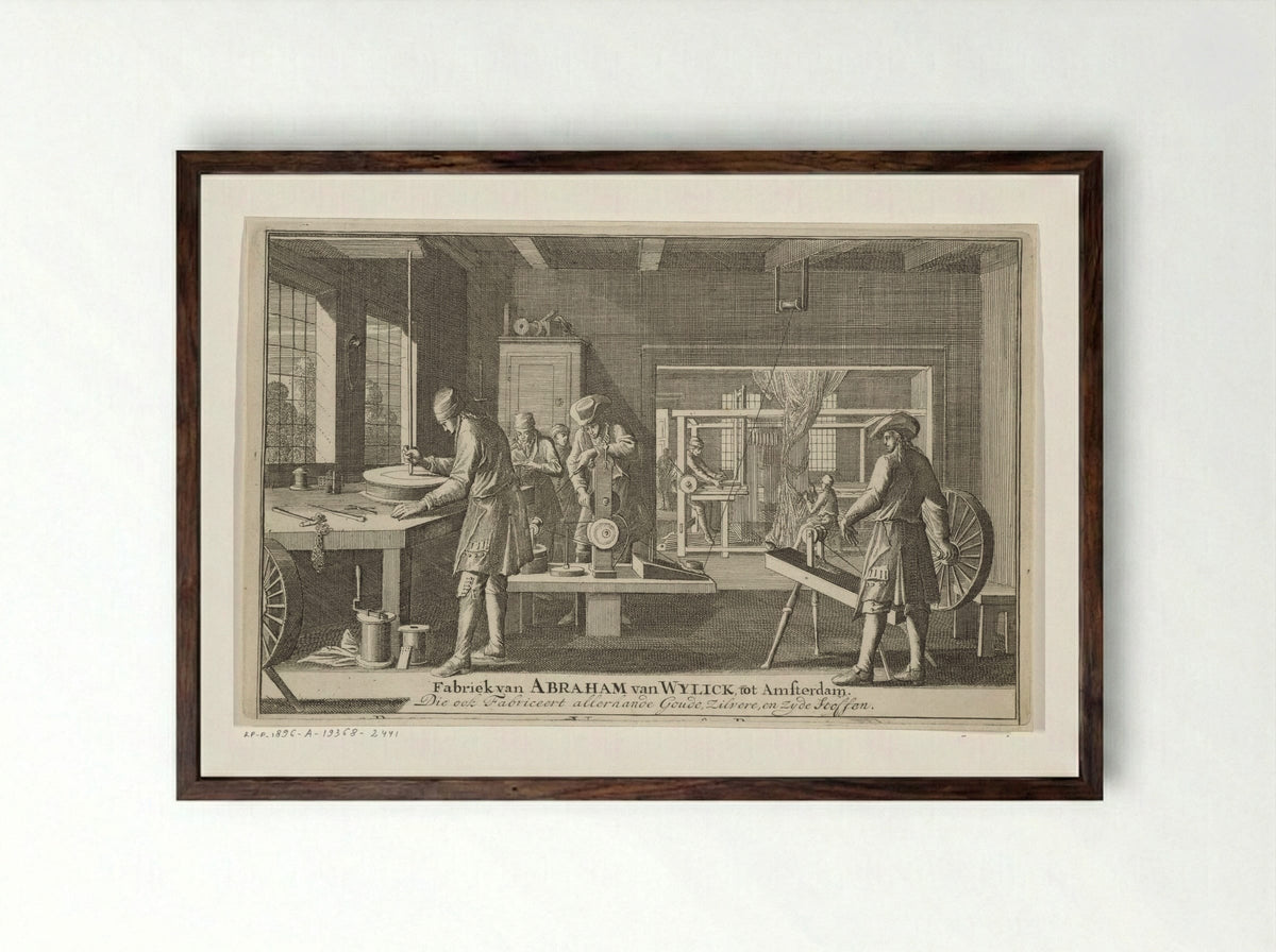 Adreskaart van Abraham van Wylick - Caspar Luyken - Framed Print Dark Wood