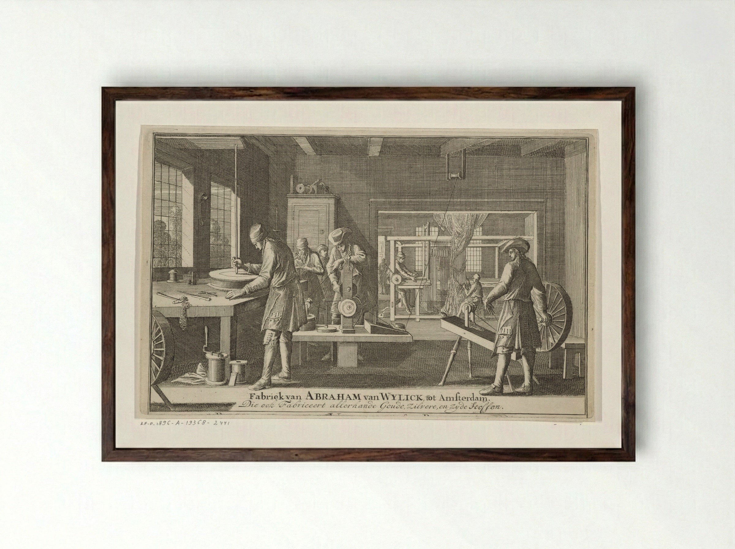 Adreskaart van Abraham van Wylick - Caspar Luyken - Framed Print Dark Wood