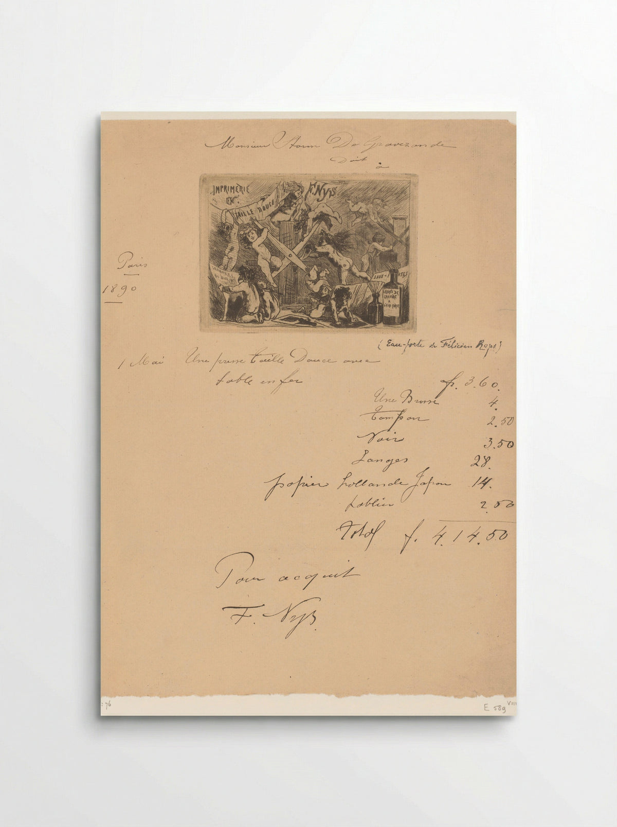 Adreskaart van drukkerij Nys & Mommen - Félicien Rops - Poster