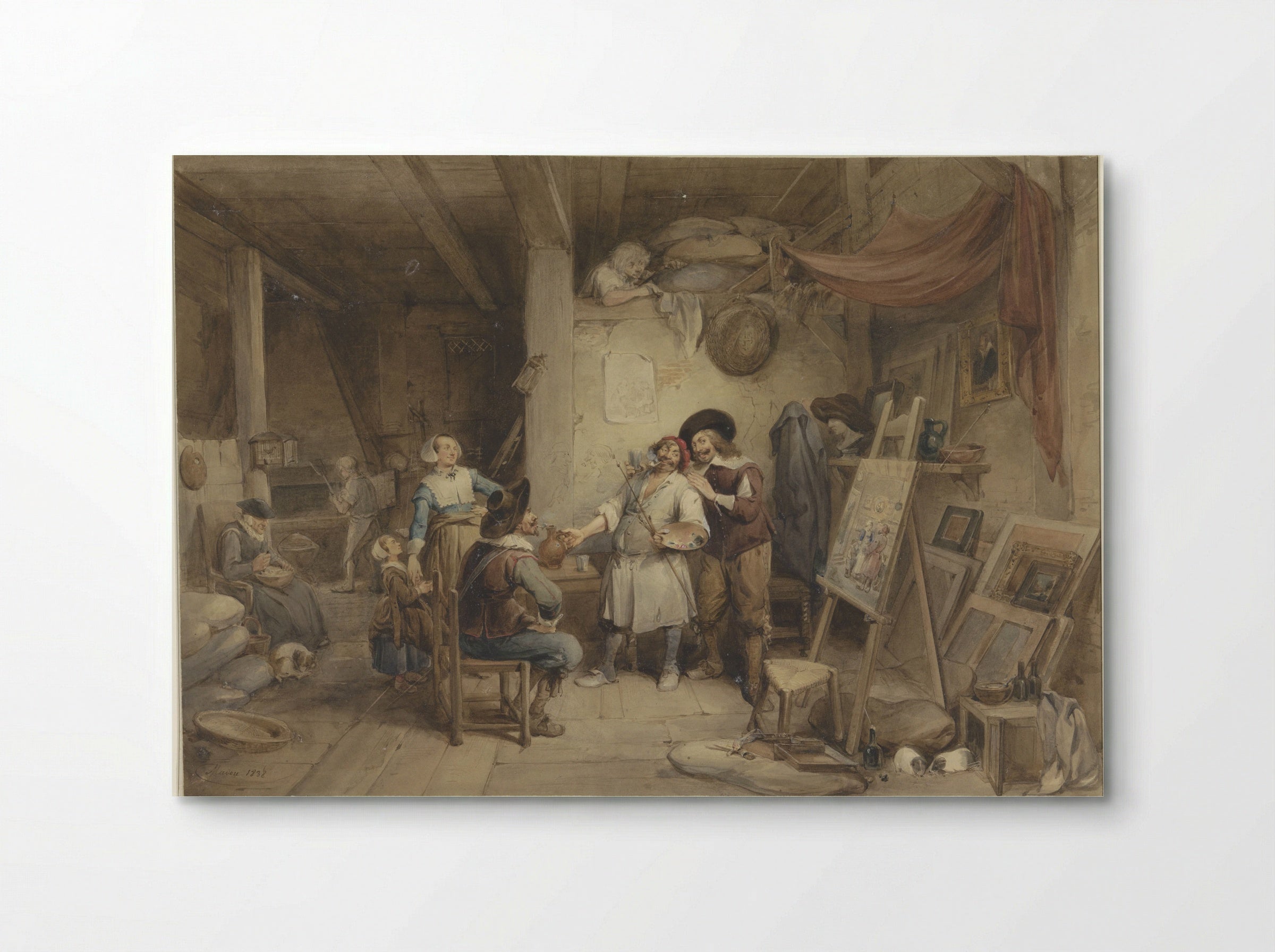 Adriaen Brouwer bij zijn leerling J. van Craesbeek - Jean Baptiste Madou - Poster