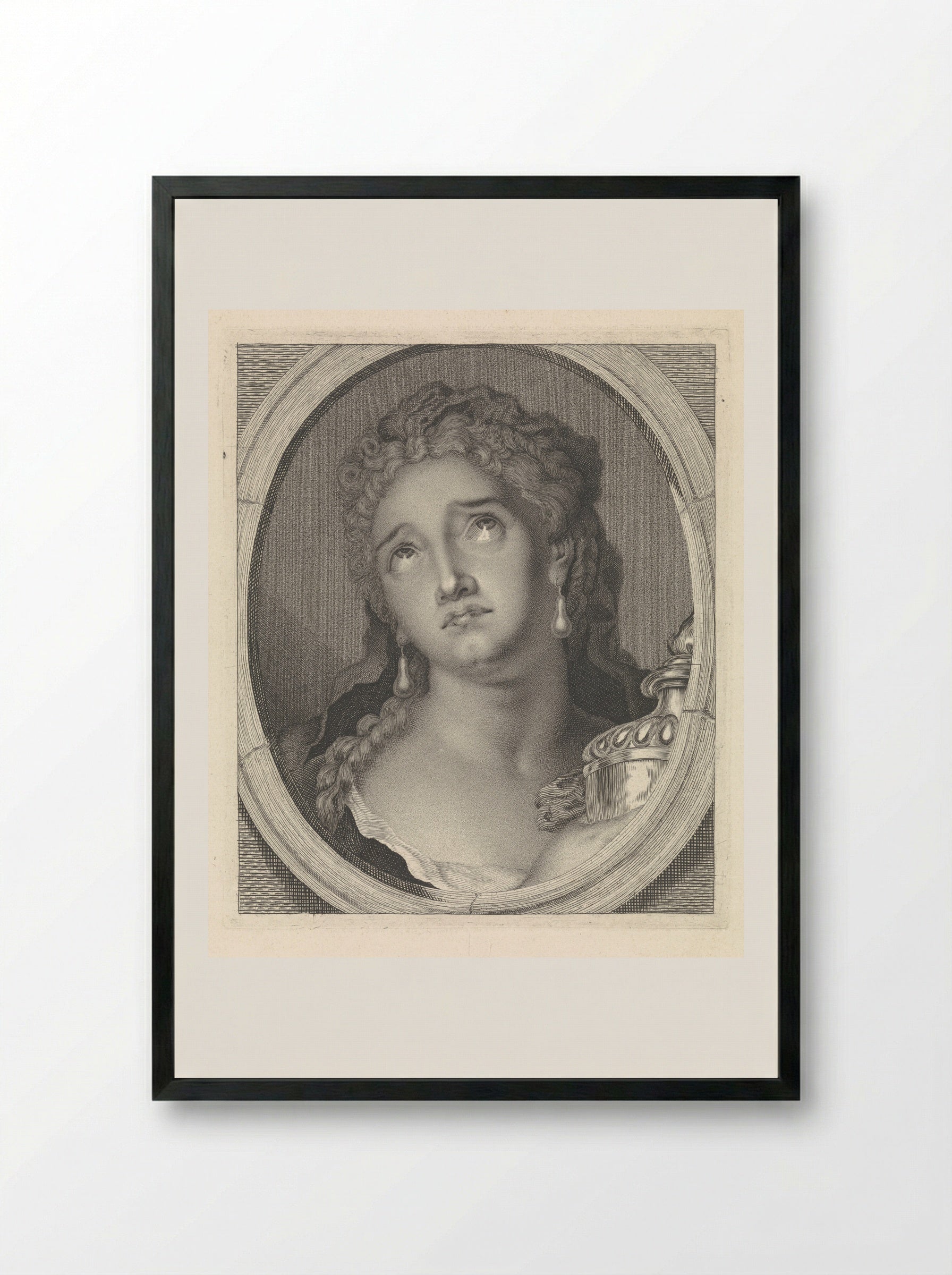 Adrienne Lecouvreur as Cornelia with the Urn of Pompey - Pieter Lyonet - Framed Print Black