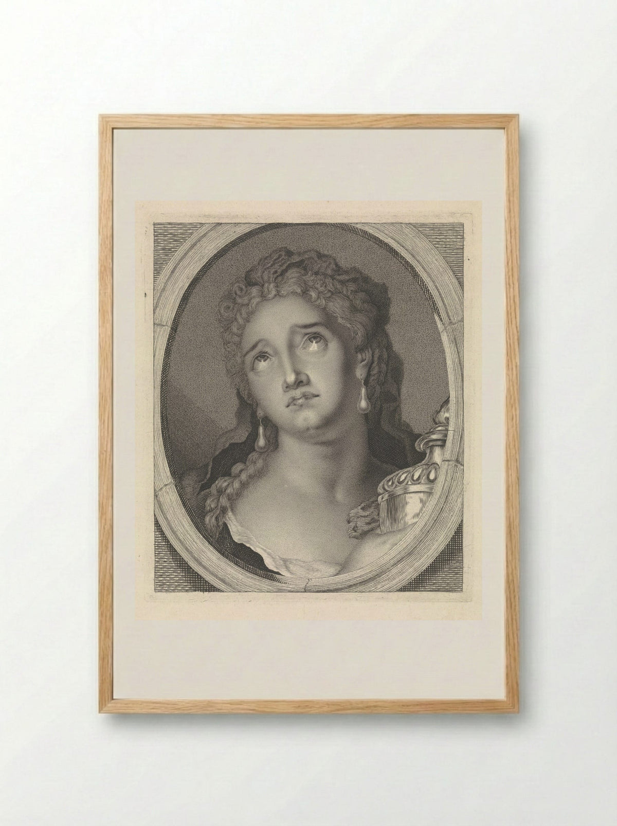 Adrienne Lecouvreur as Cornelia with the Urn of Pompey - Pieter Lyonet - Framed Print Wood