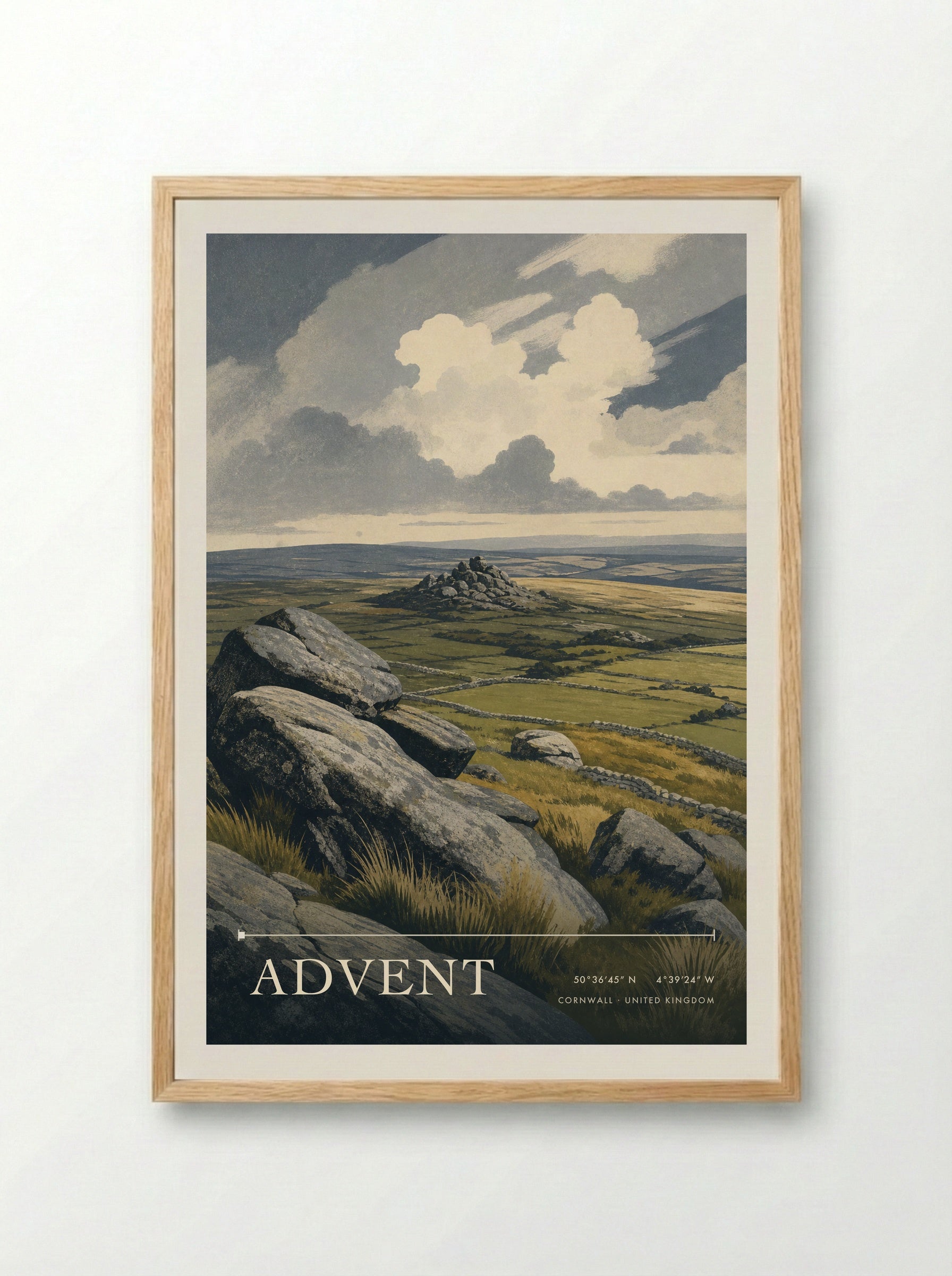 Advent Cornwall United Kingdom Travel Poster - Framed Print Wood