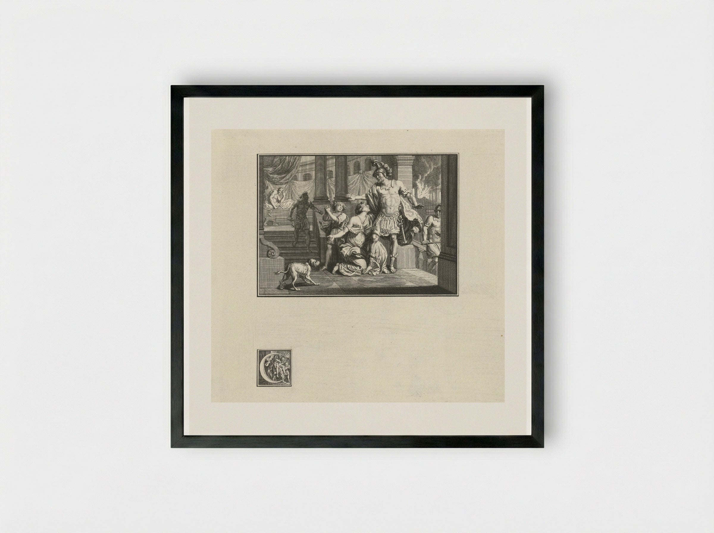 Aeneas Fleeing the Burning of Troy - Jacob Folkema - Framed Print Black
