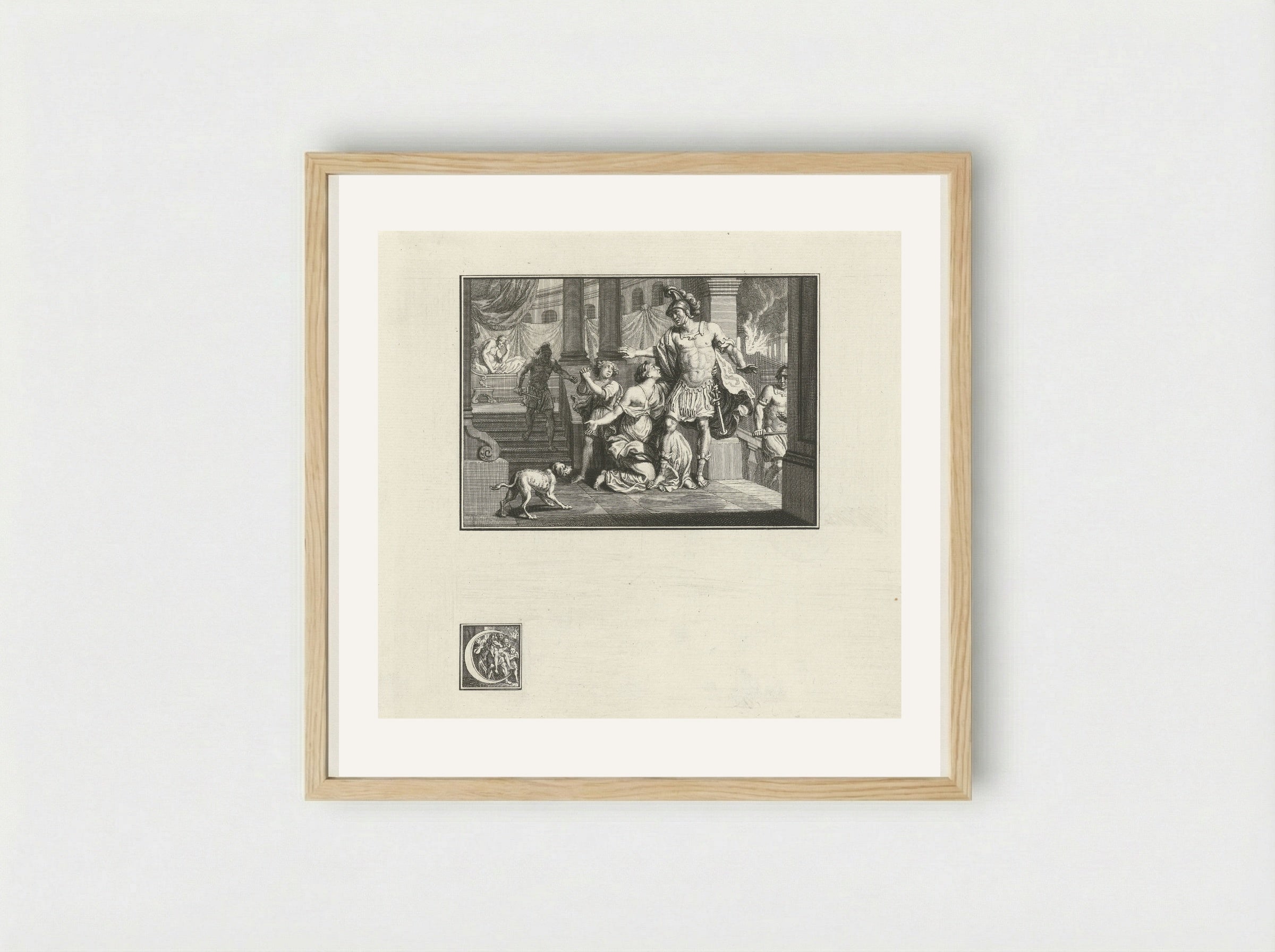 Aeneas Fleeing the Burning of Troy - Jacob Folkema - Framed Print Wood