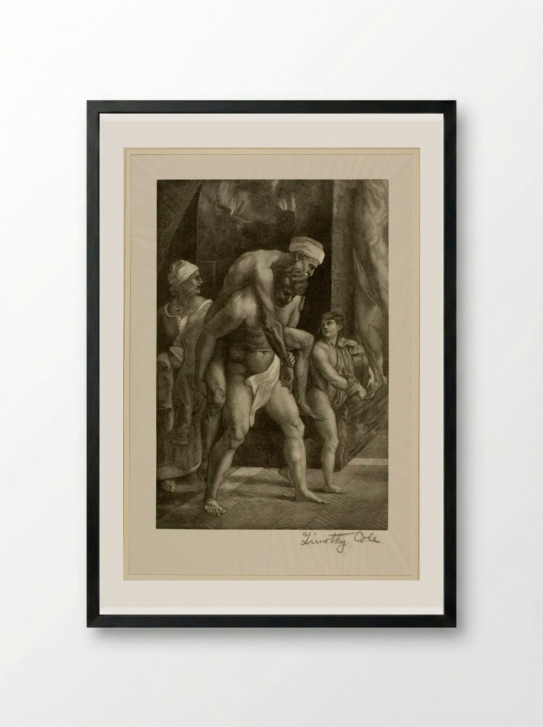 Aeneas Group (Detail from Incendio del Borgo) - Timothy Cole - Framed Print Black
