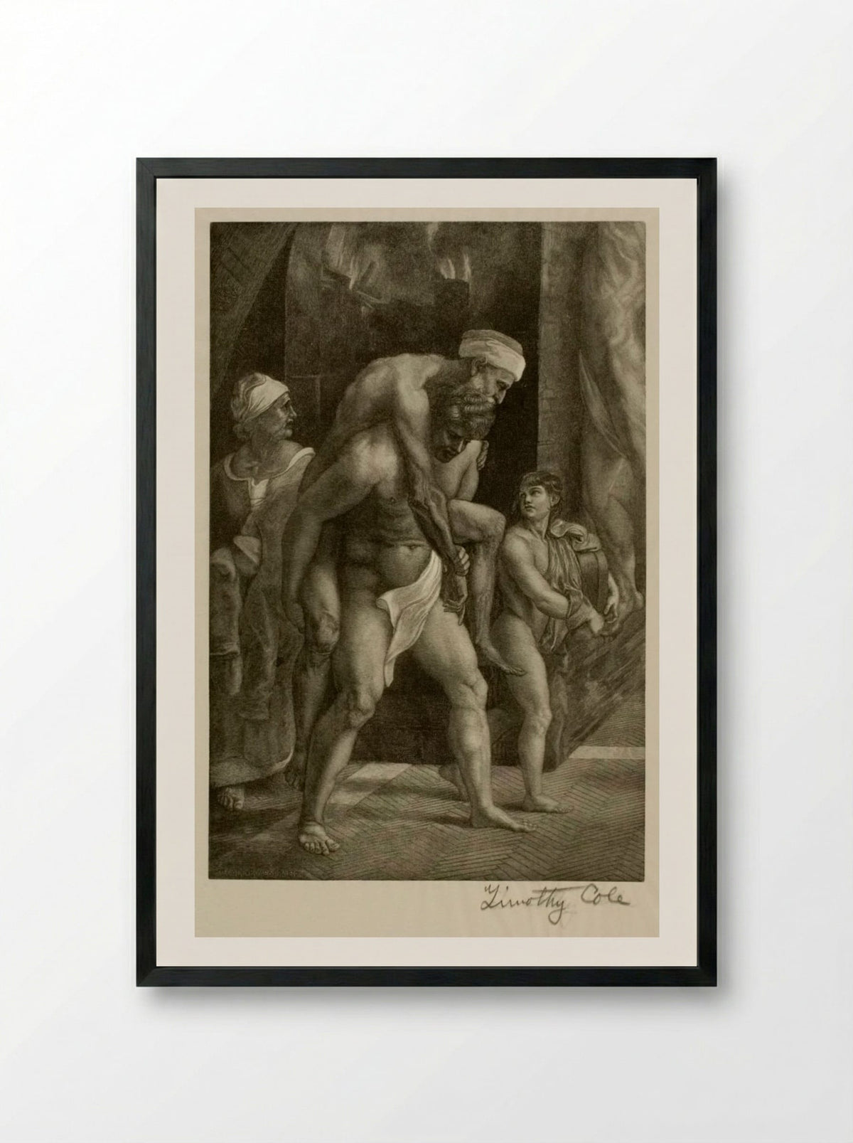 Aeneas Group (Detail from Incendio del Borgo) - Timothy Cole - Framed Print Black