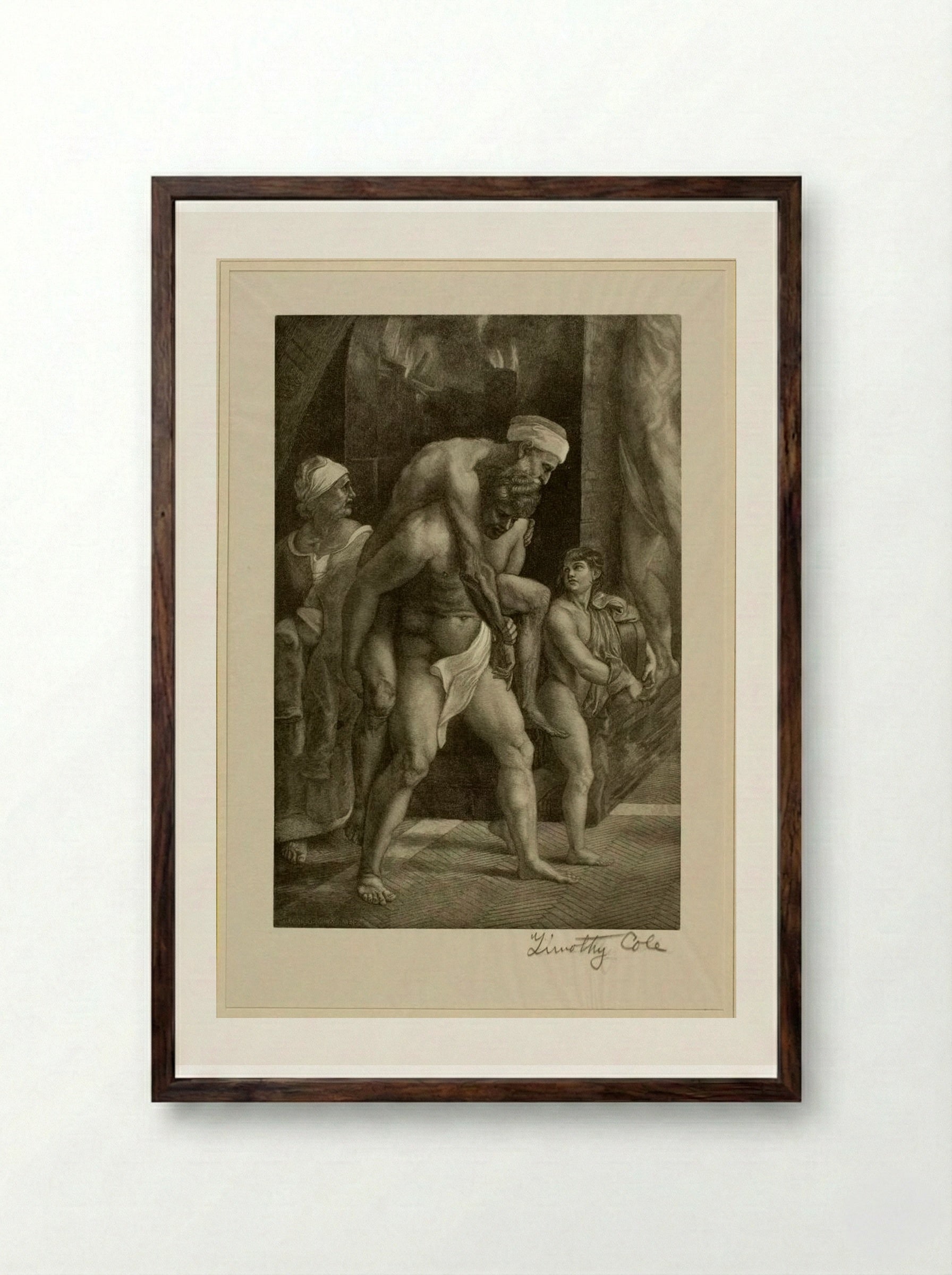 Aeneas Group (Detail from Incendio del Borgo) - Timothy Cole - Framed Print Dark Wood