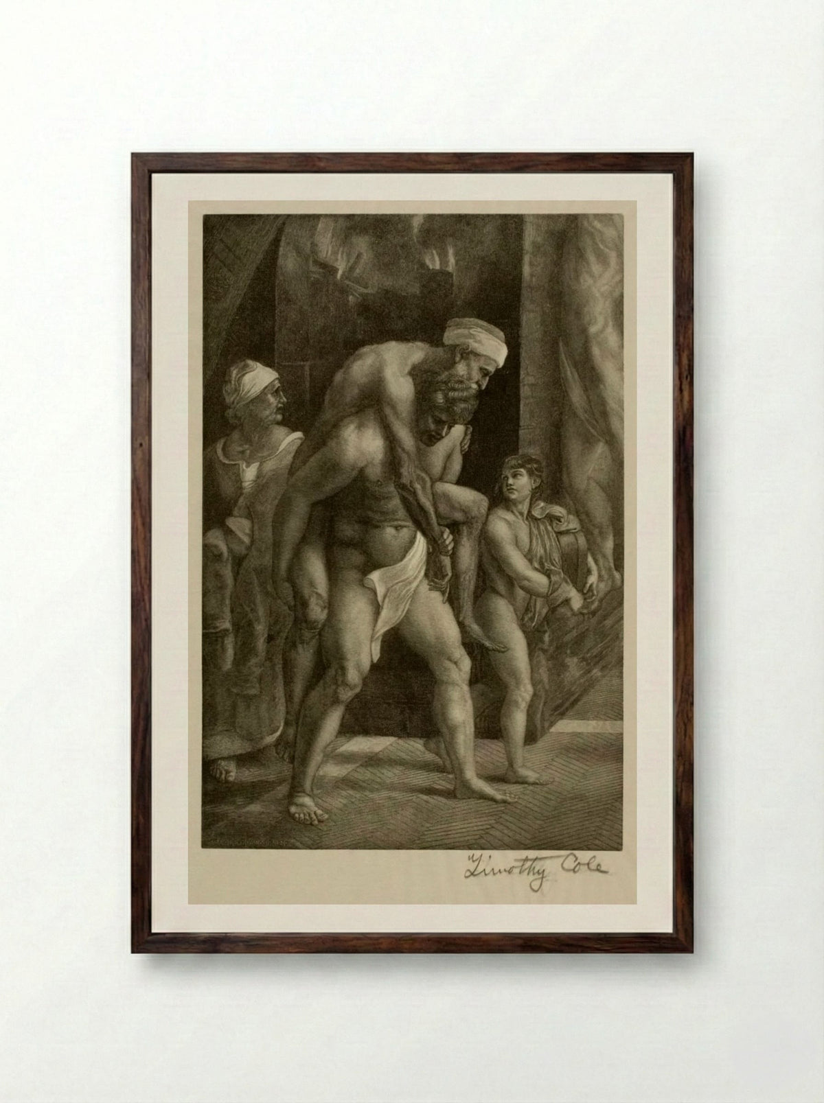 Aeneas Group (Detail from Incendio del Borgo) - Timothy Cole - Framed Print Dark Wood