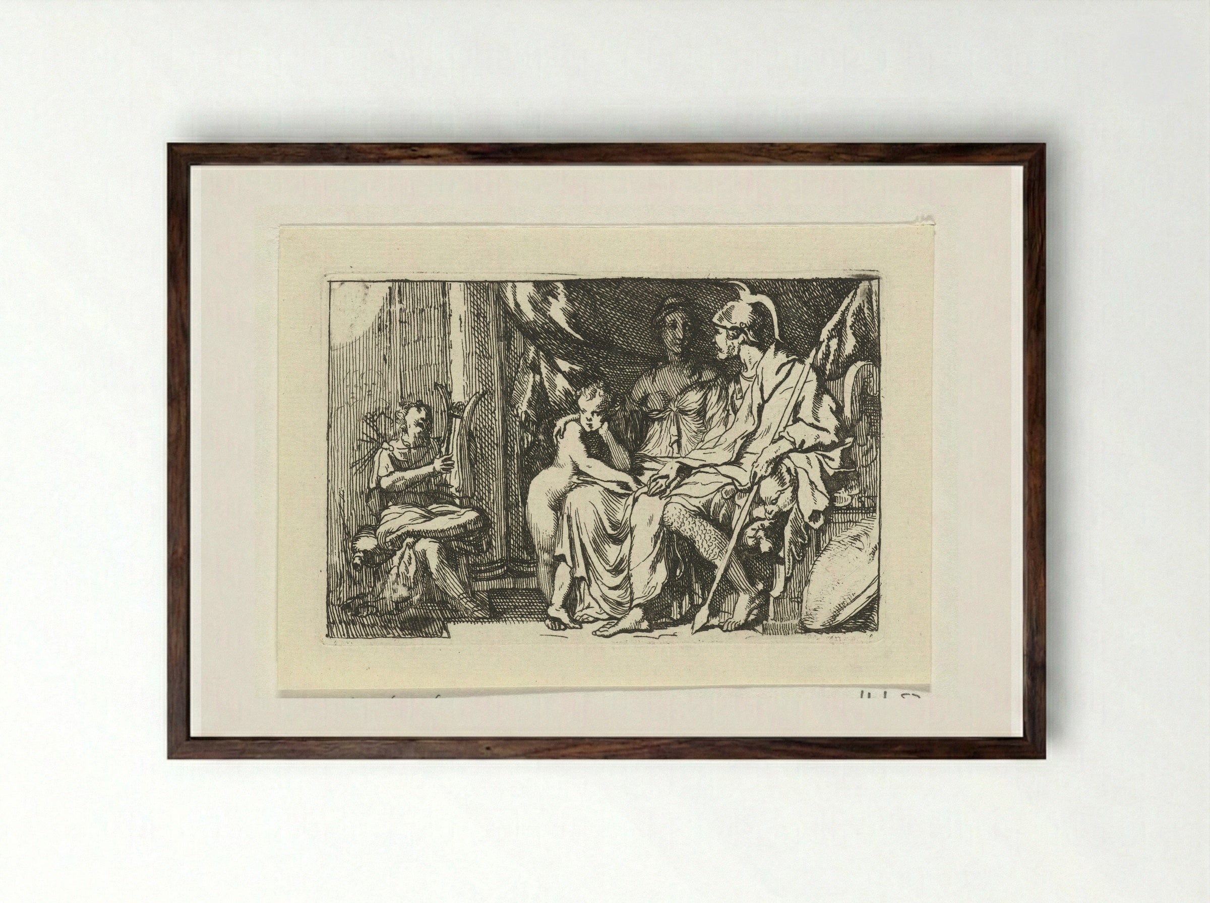 Aeneas Recounting His Adventures to Dido - Gerard de Lairesse - Framed Print Dark Wood
