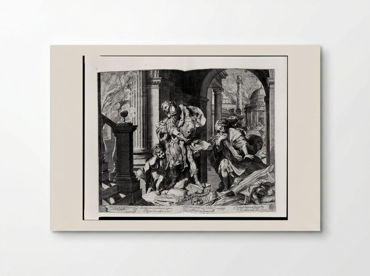 Aeneas and His Family Fleeing Troy - Agostino Carracci - Poster