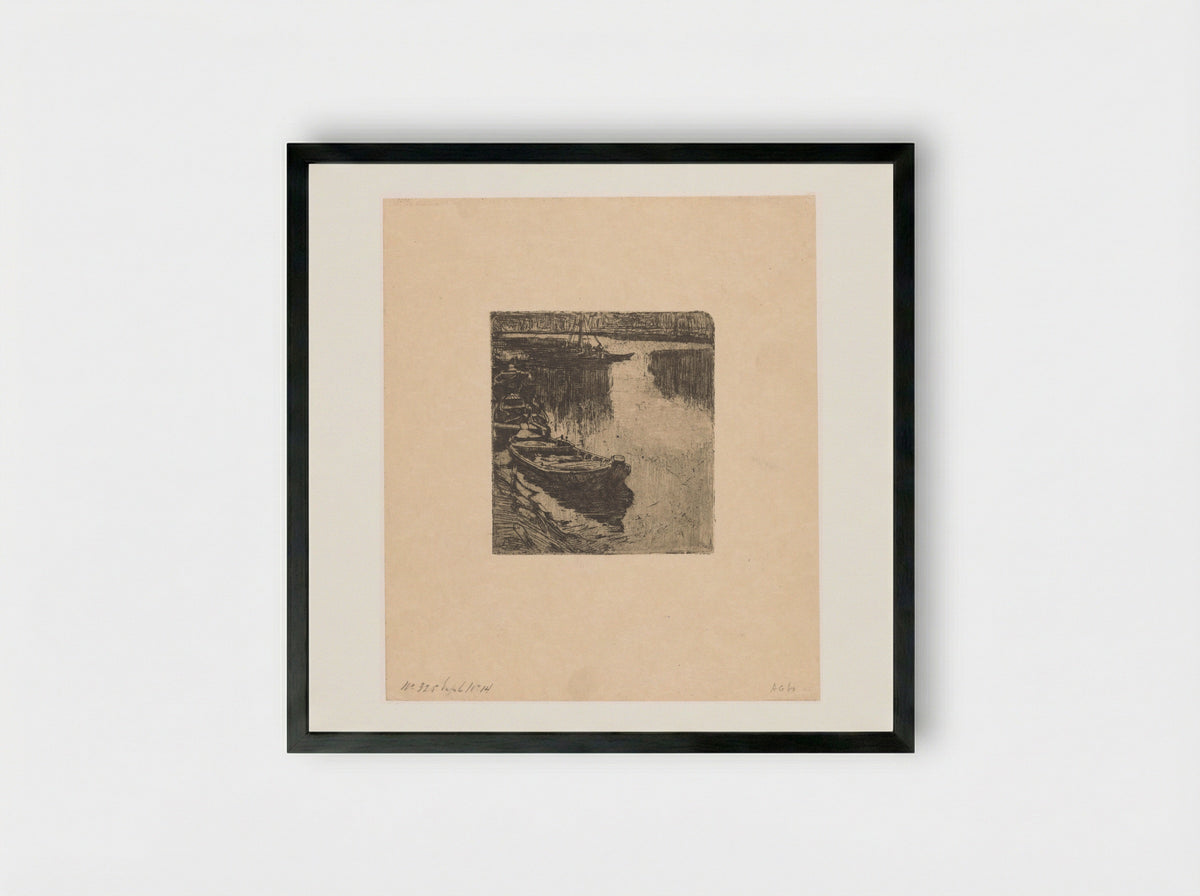 Afgemeerde roeiboten - Pieter Dupont - Framed Print Black
