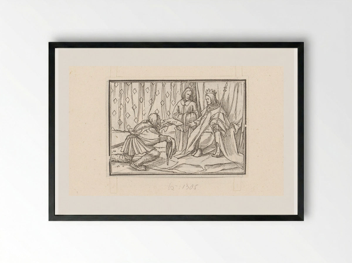 Afgezant van koning Chiram met boodschap voor Salomo - Veit Rudolf Specklin - Framed Print Black