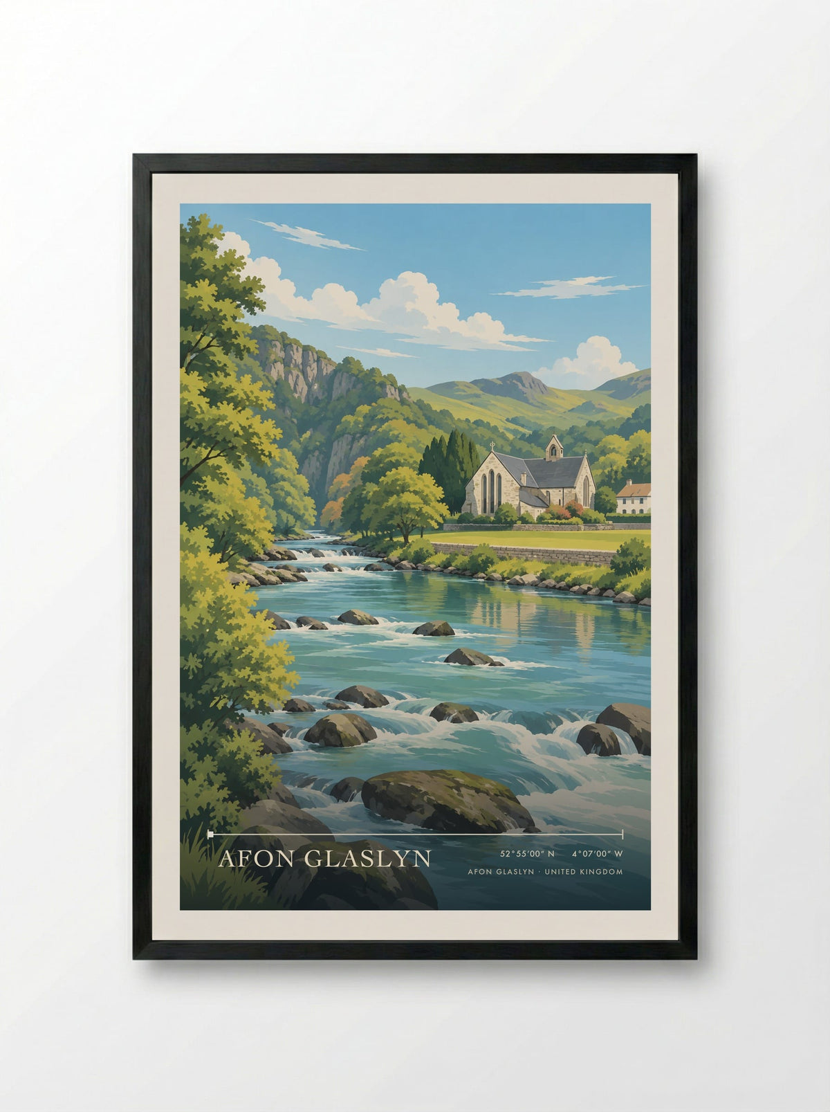 Afon Glaslyn | Travel Poster - Framed Print Black