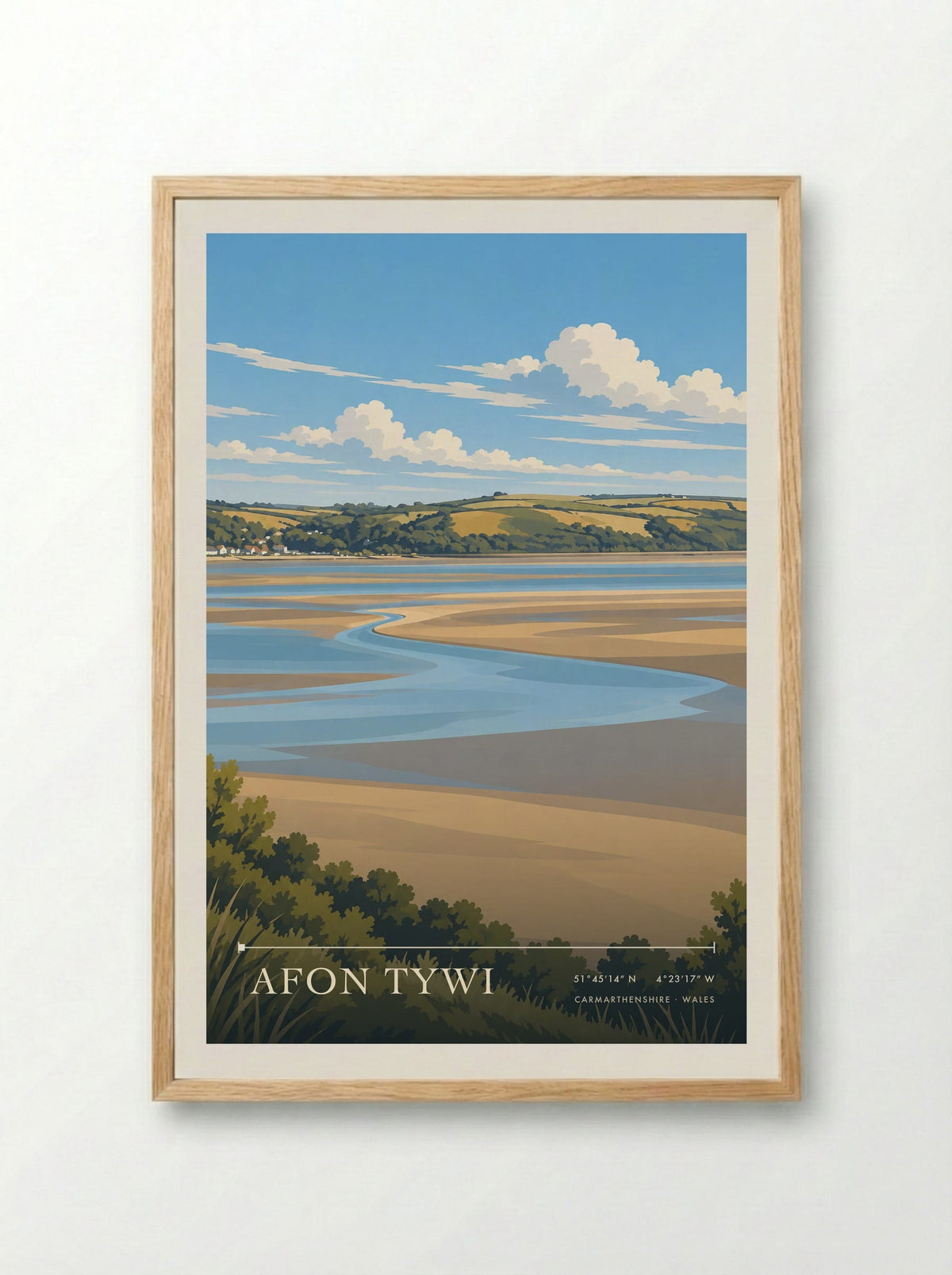 Afon Tywi, Carmarthenshire | Travel Poster - Framed Print Wood