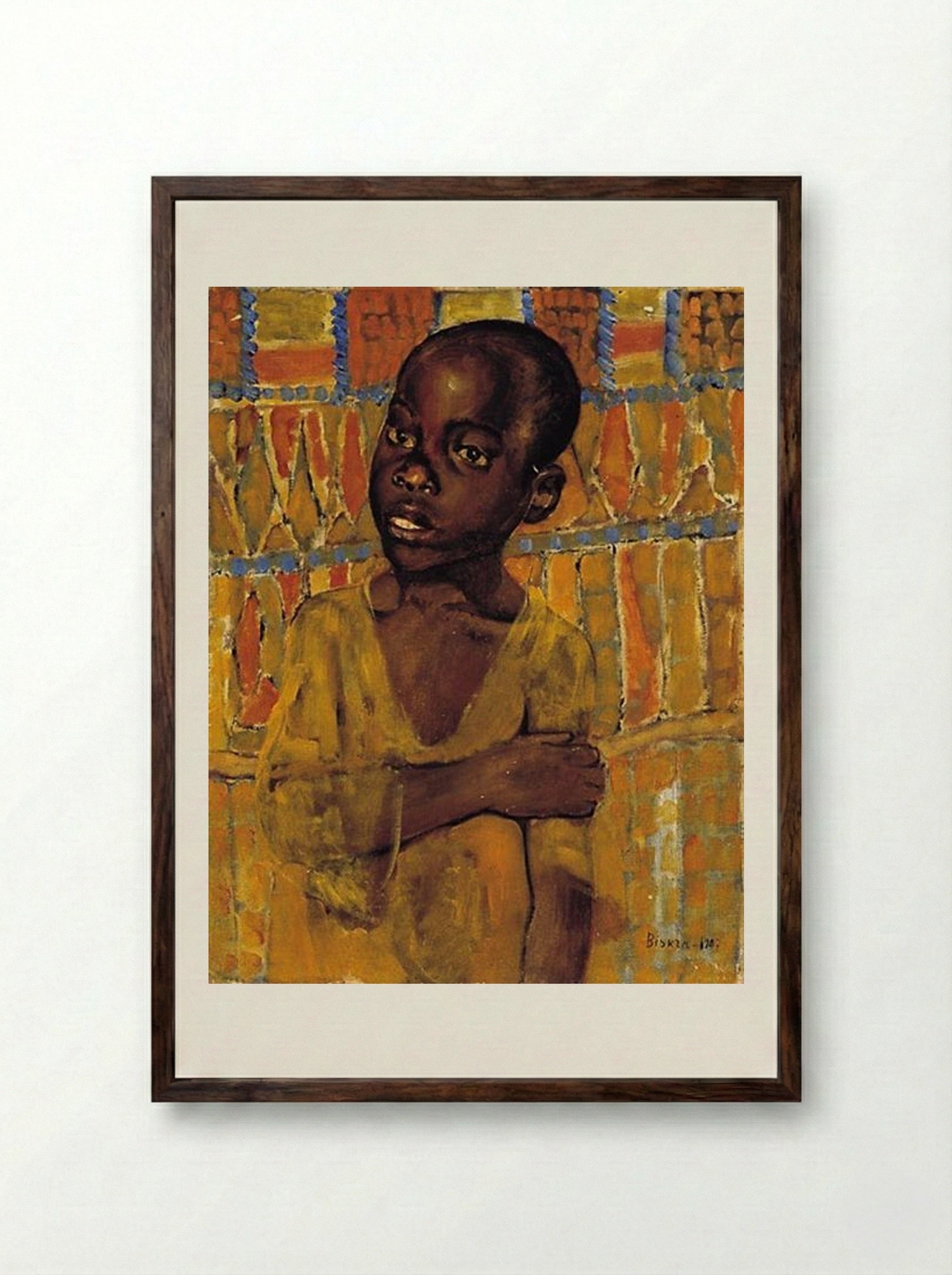 African Boy - Kuzma Petrov-Vodkin - Framed Print Dark Wood
