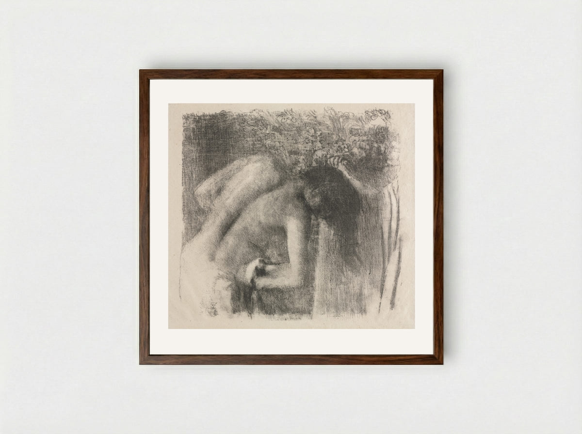 After the Bath (Large Version) - Edgar Degas - Framed Print Dark Wood
