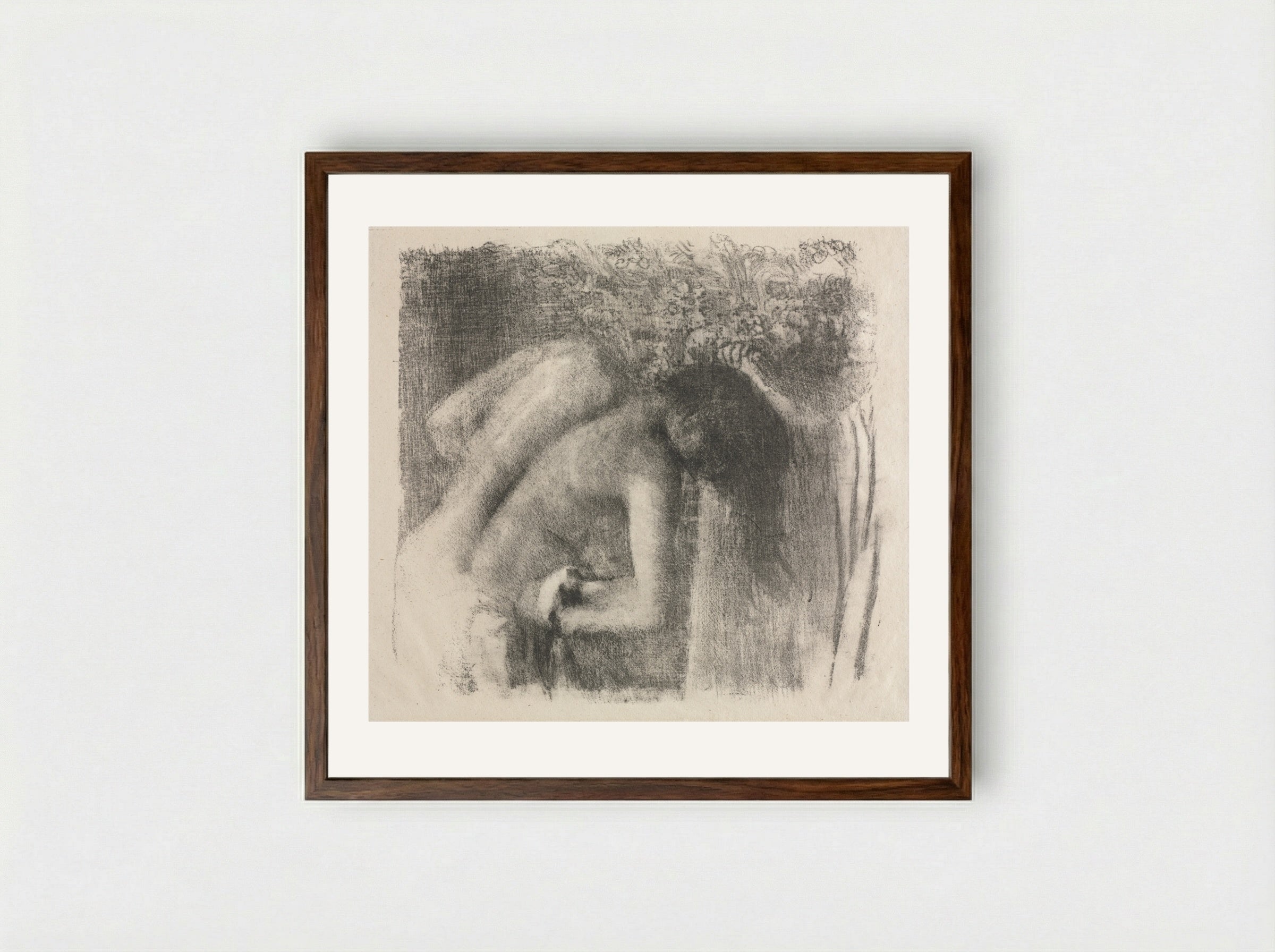 After the Bath (Large Version) - Edgar Degas - Framed Print Dark Wood